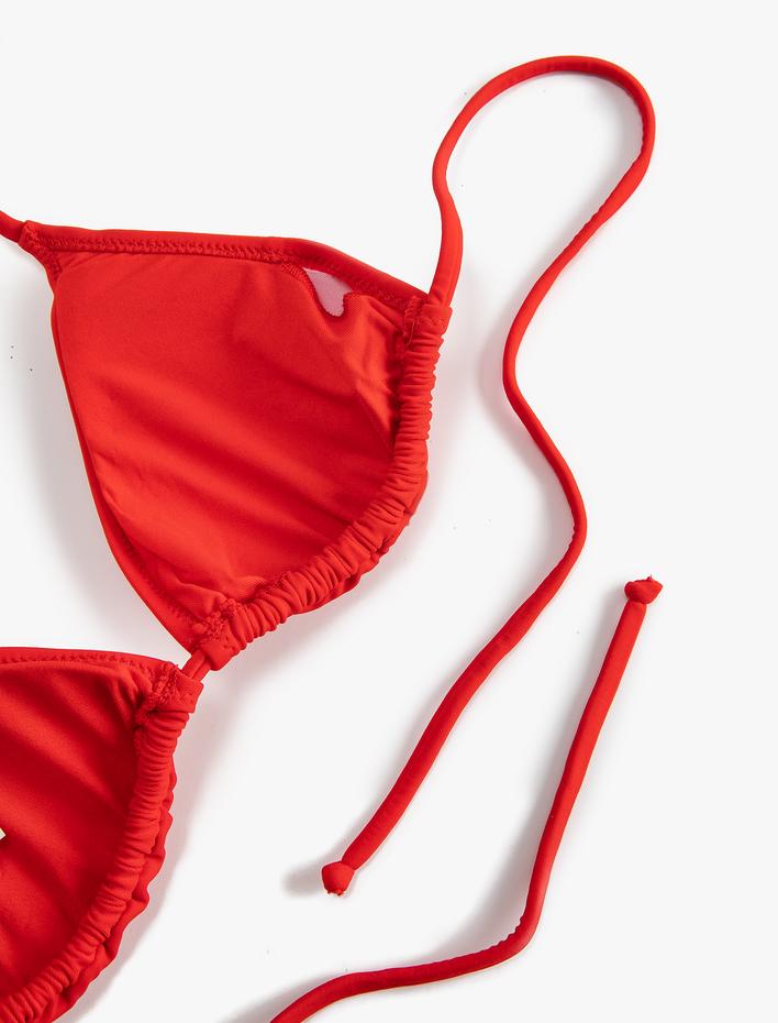  Üçgen Bikini Üstü Boyundan Bağlamalı Kaplı