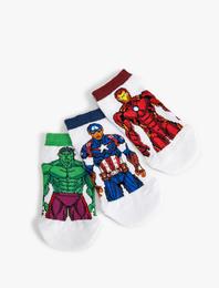 3’lü Hulk ve Iron Man Baskılı Çorap Seti Lisanslı