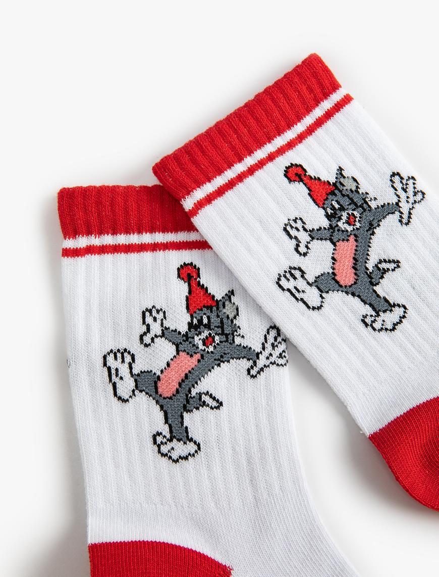  Erkek Çocuk Tom ve Jerry Baskılı Çorap Lisanslı