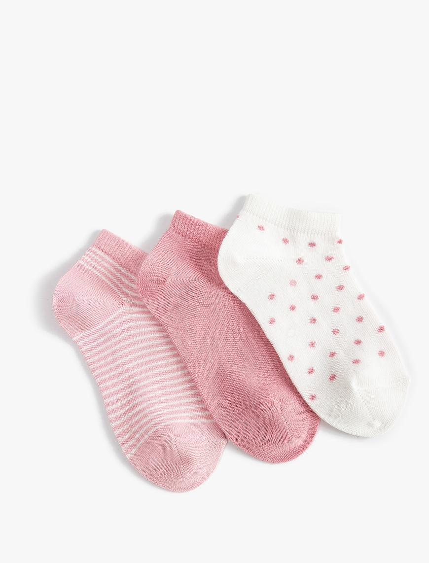 Kız Çocuk 3’lü Çok Renkli Pamuk Karışımlı Çorap Seti