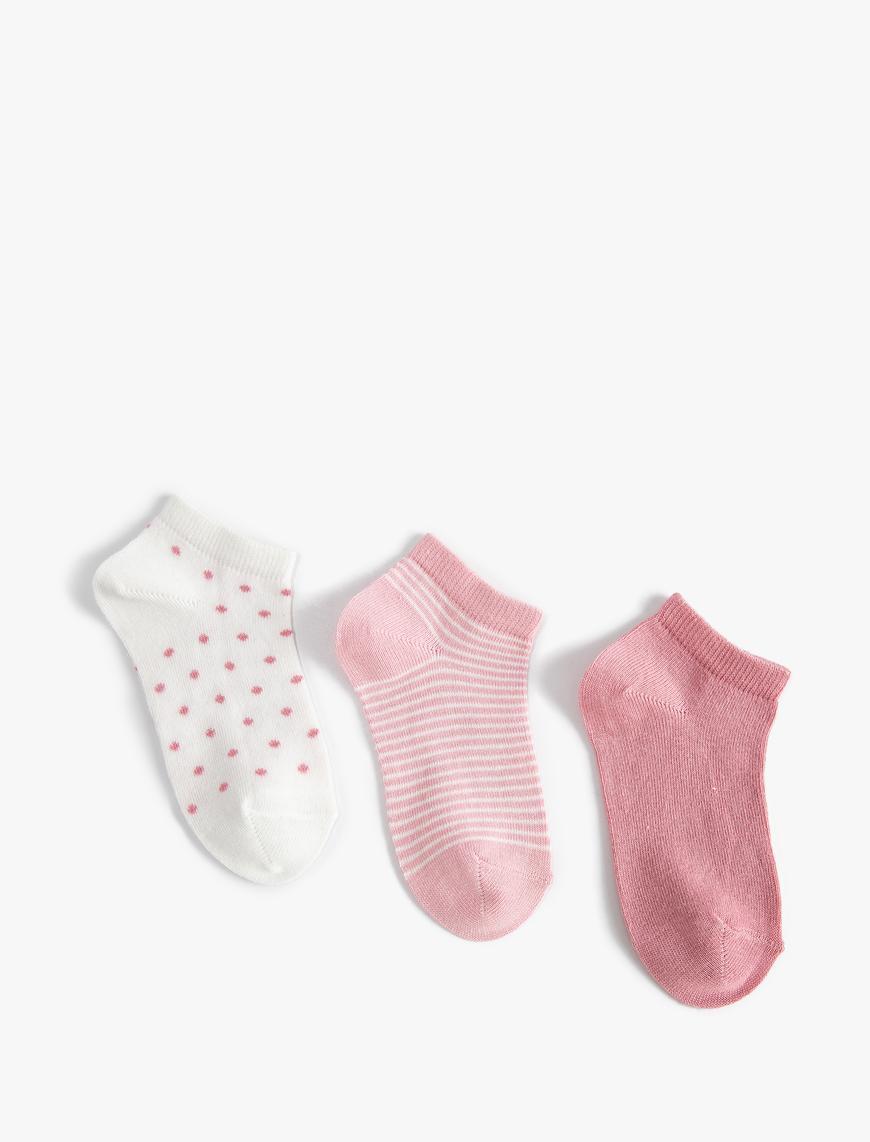  Kız Çocuk 3’lü Çok Renkli Pamuk Karışımlı Çorap Seti