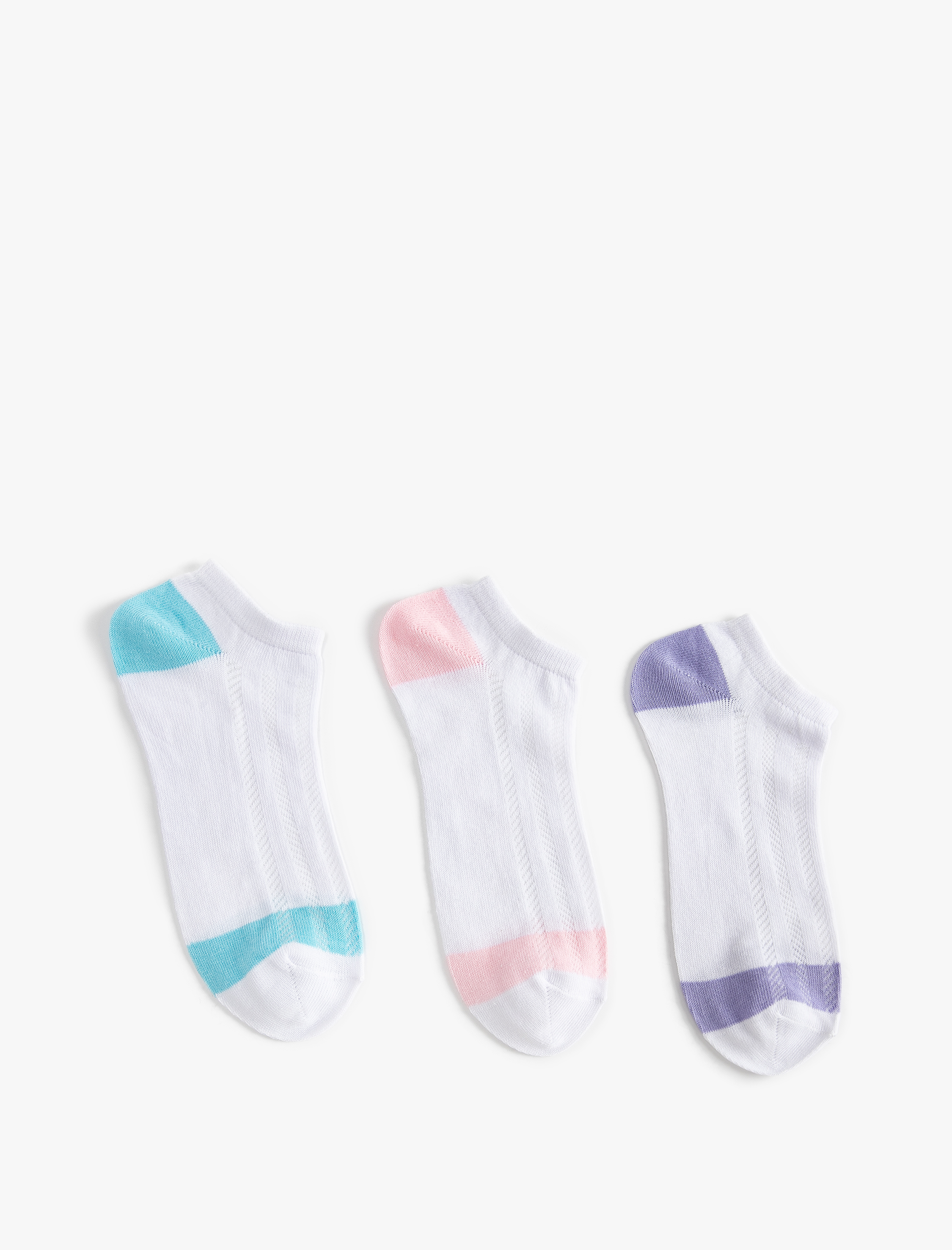  Kadın 3'lü Patik Çorap Seti Dokulu Örgü Detaylı