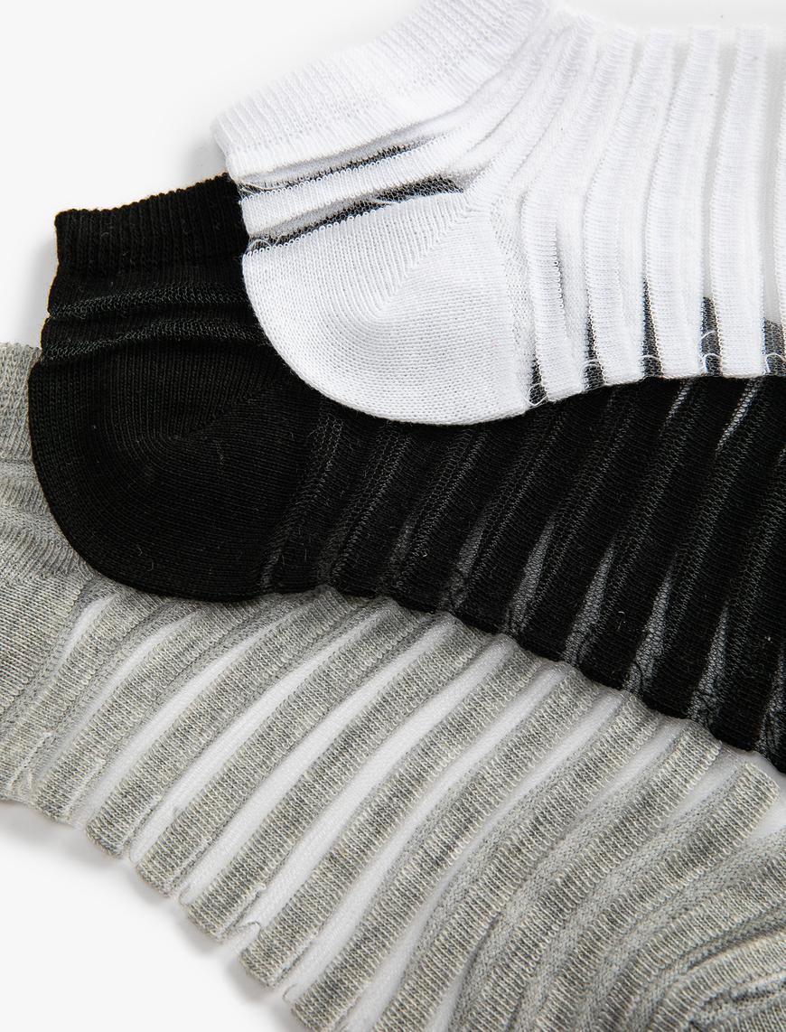  Kadın 3'lü Patik Çorap Seti Transparan Kumaş Detaylı