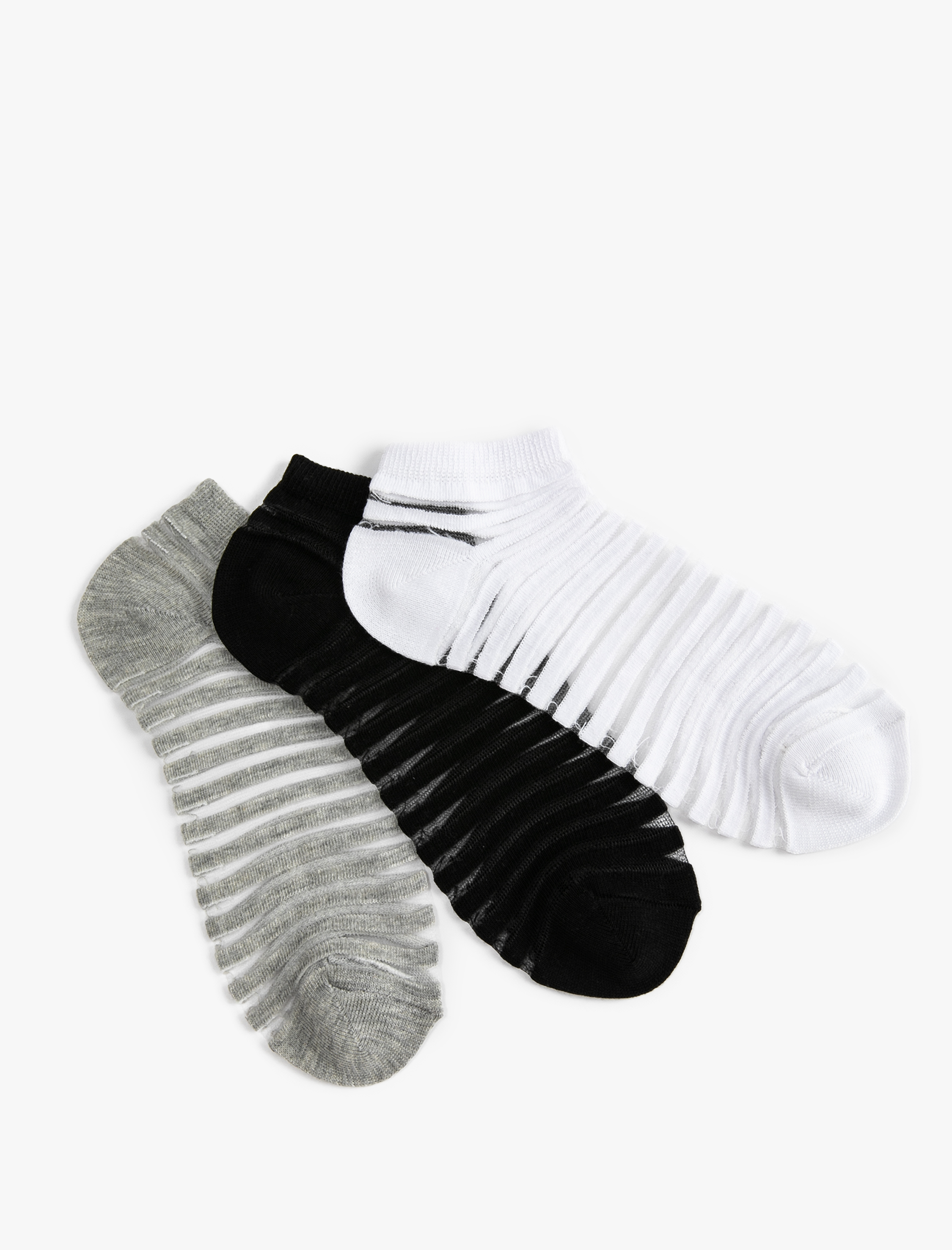 Koton 3'lü Patik Çorap Seti Transparan Kumaş Detaylı. 2