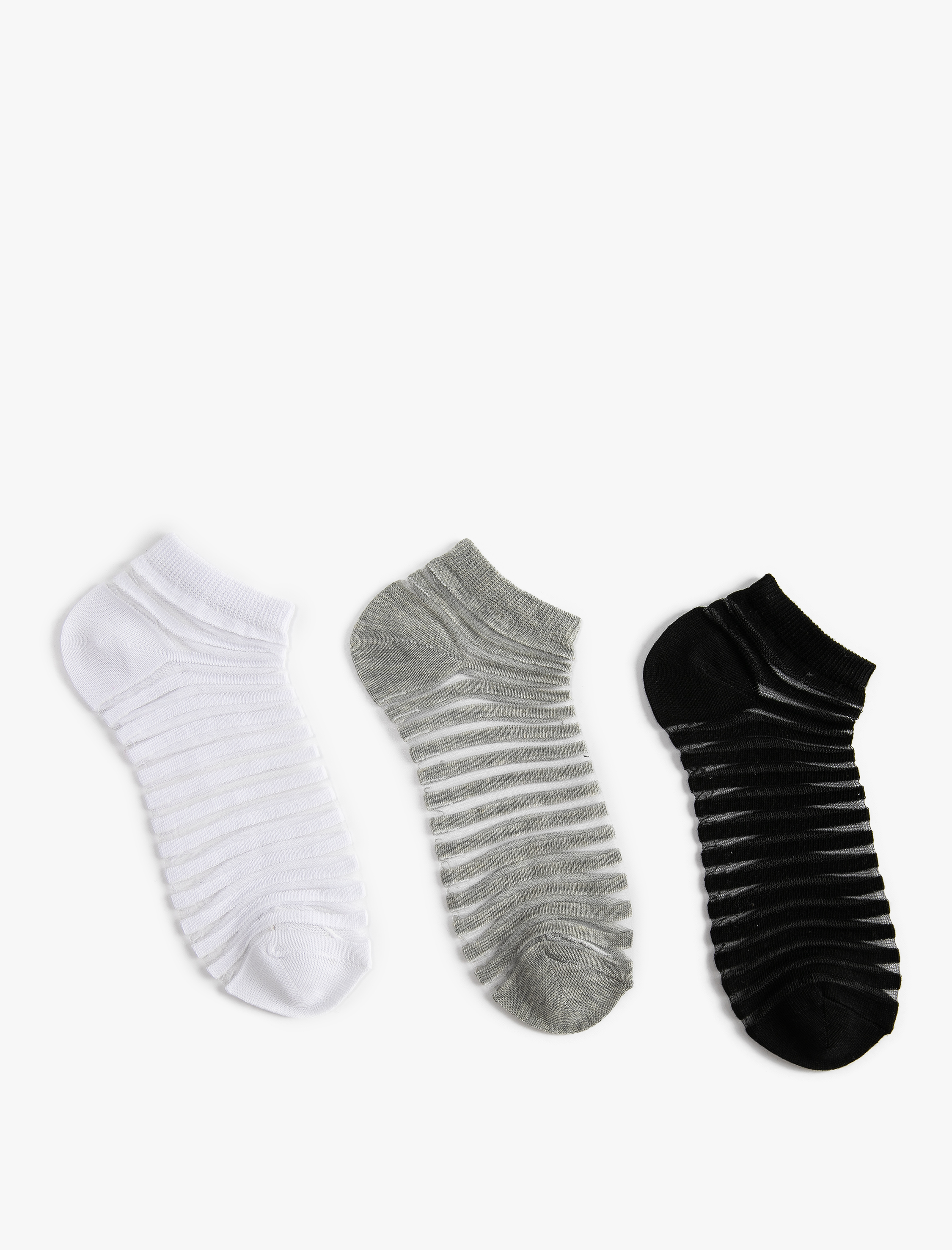 Koton 3'lü Patik Çorap Seti Transparan Kumaş Detaylı. 1