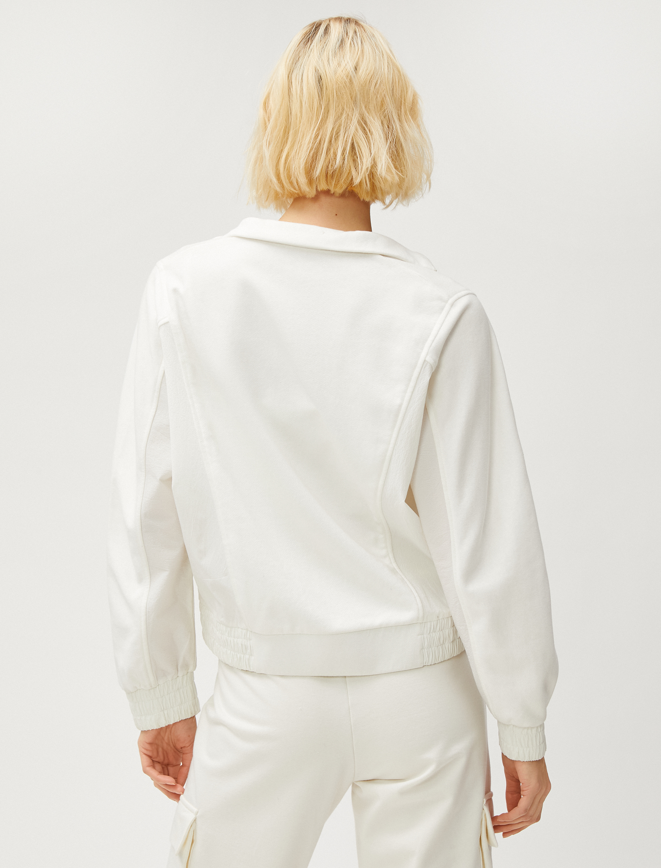   Fermuarlı Sweatshirt Beli Garni Detaylı