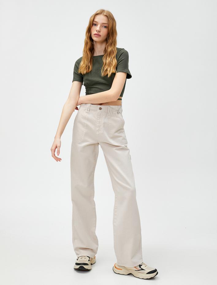  Yüksek Bel Kot Pantolon Düz Paça