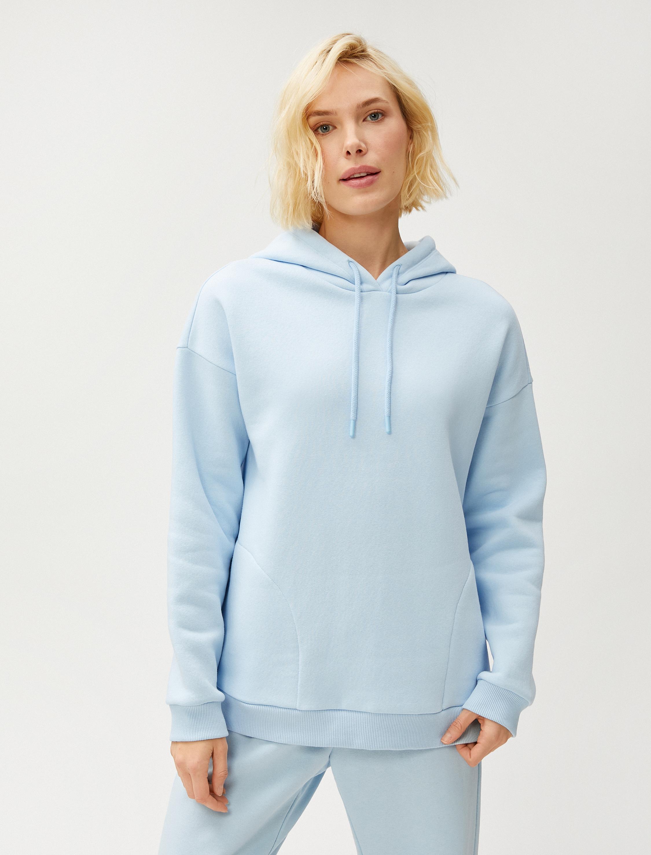   Kapüşonlu Sweatshirt Şardonlu Pamuklu