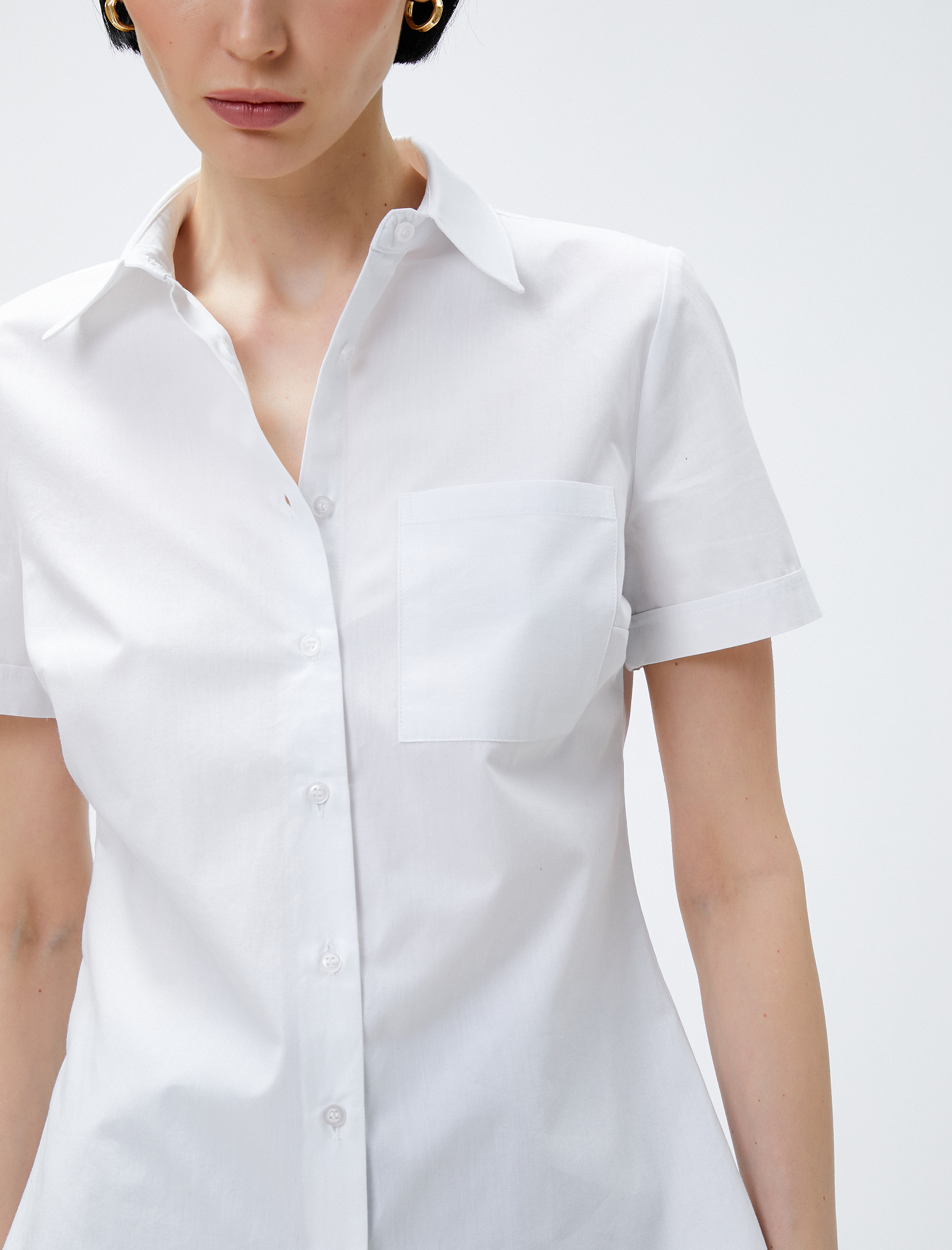   Kısa Kollu Cepli Gömlek Pamuklu