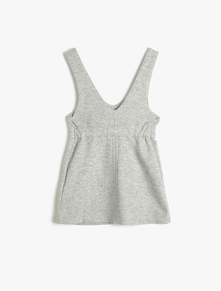 Kız Çocuk Salopet Mini Metal Düğme Detaylı Kolsuz