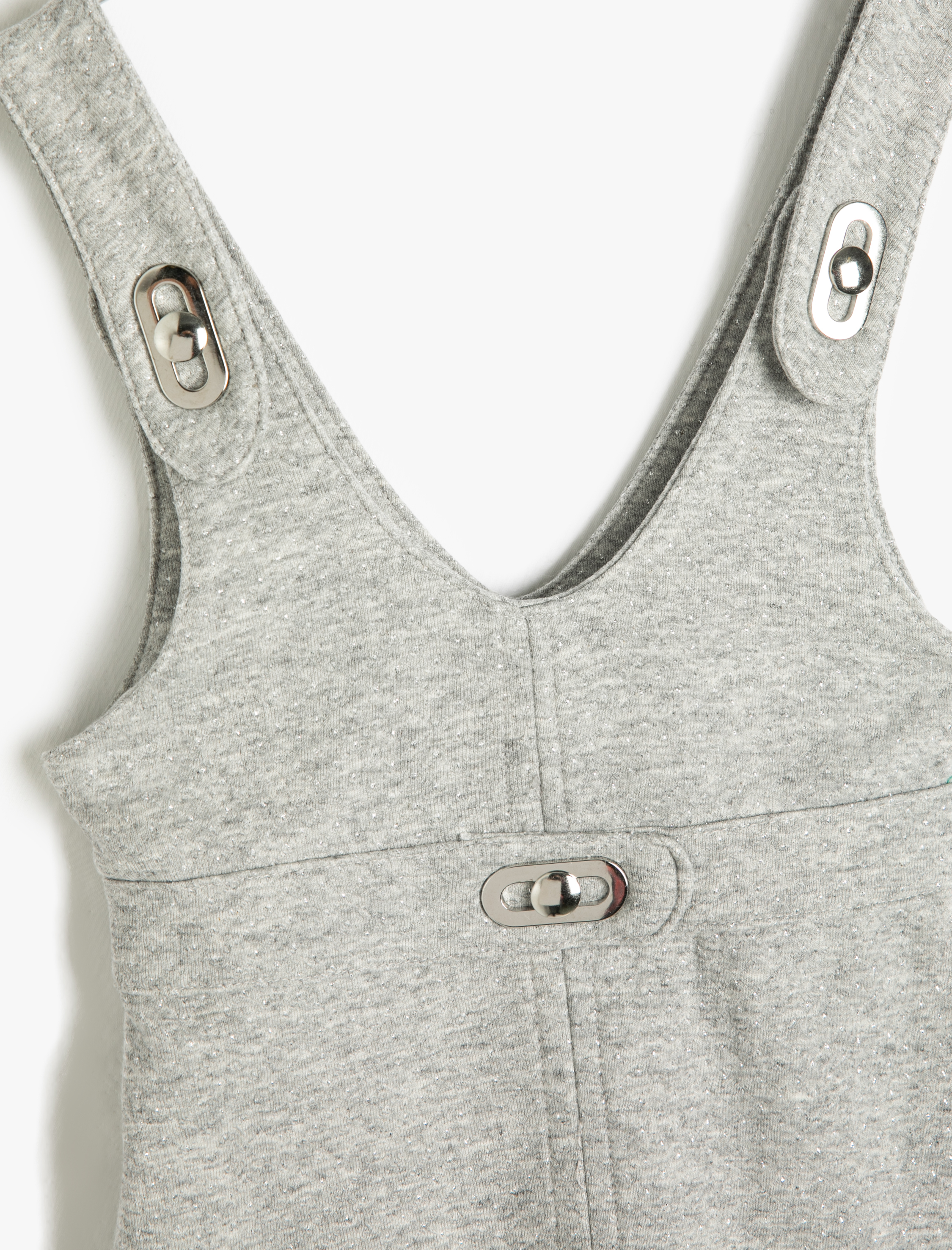  Kız Çocuk Salopet Mini Metal Düğme Detaylı Kolsuz