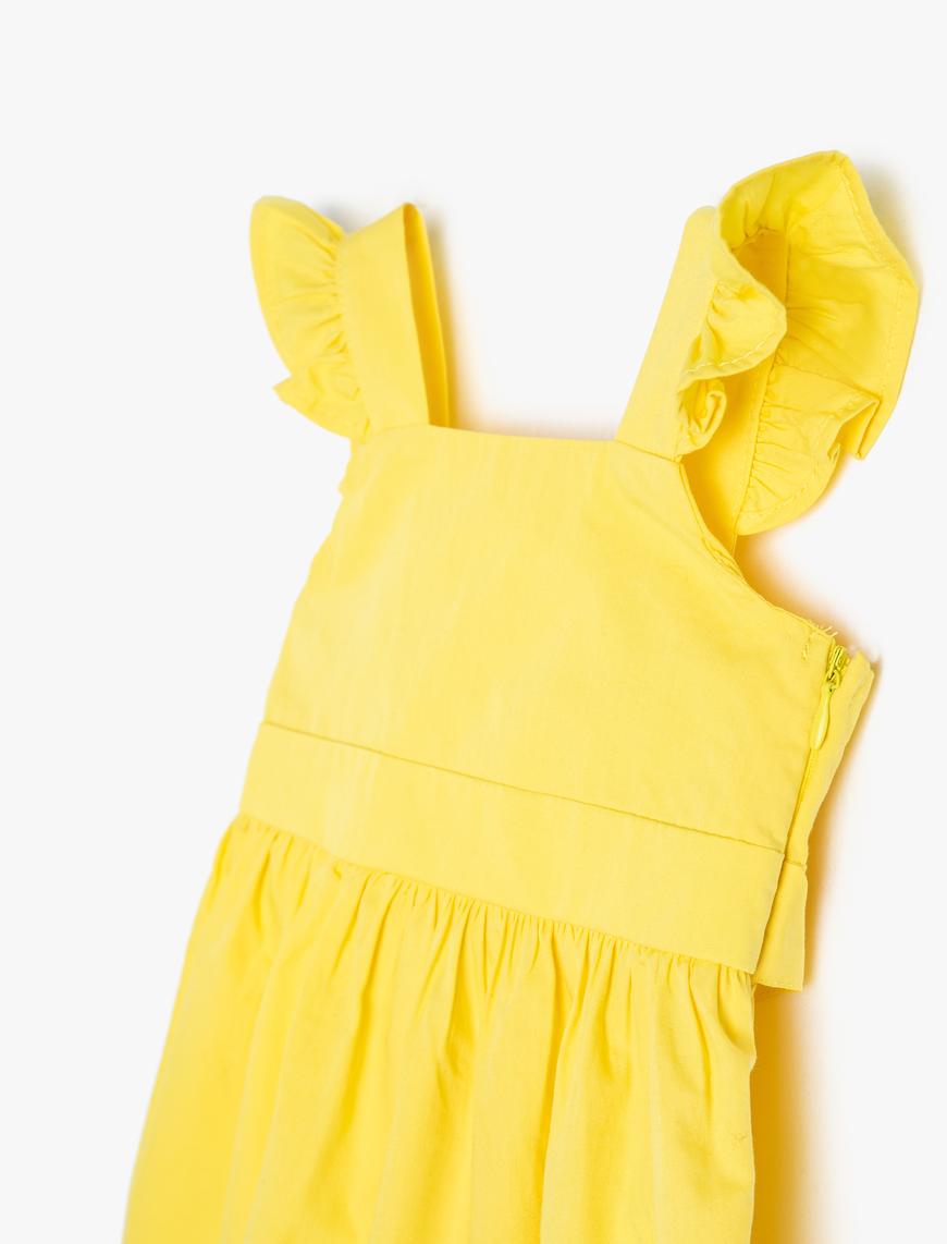  Kız Bebek Elbise Midi Kolsuz Askılı Fırfırlı Pamuklu