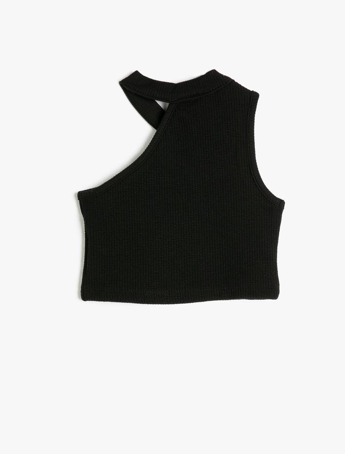 Kız Çocuk Crop Üst Tek Omuz Kolsuz Fitilli