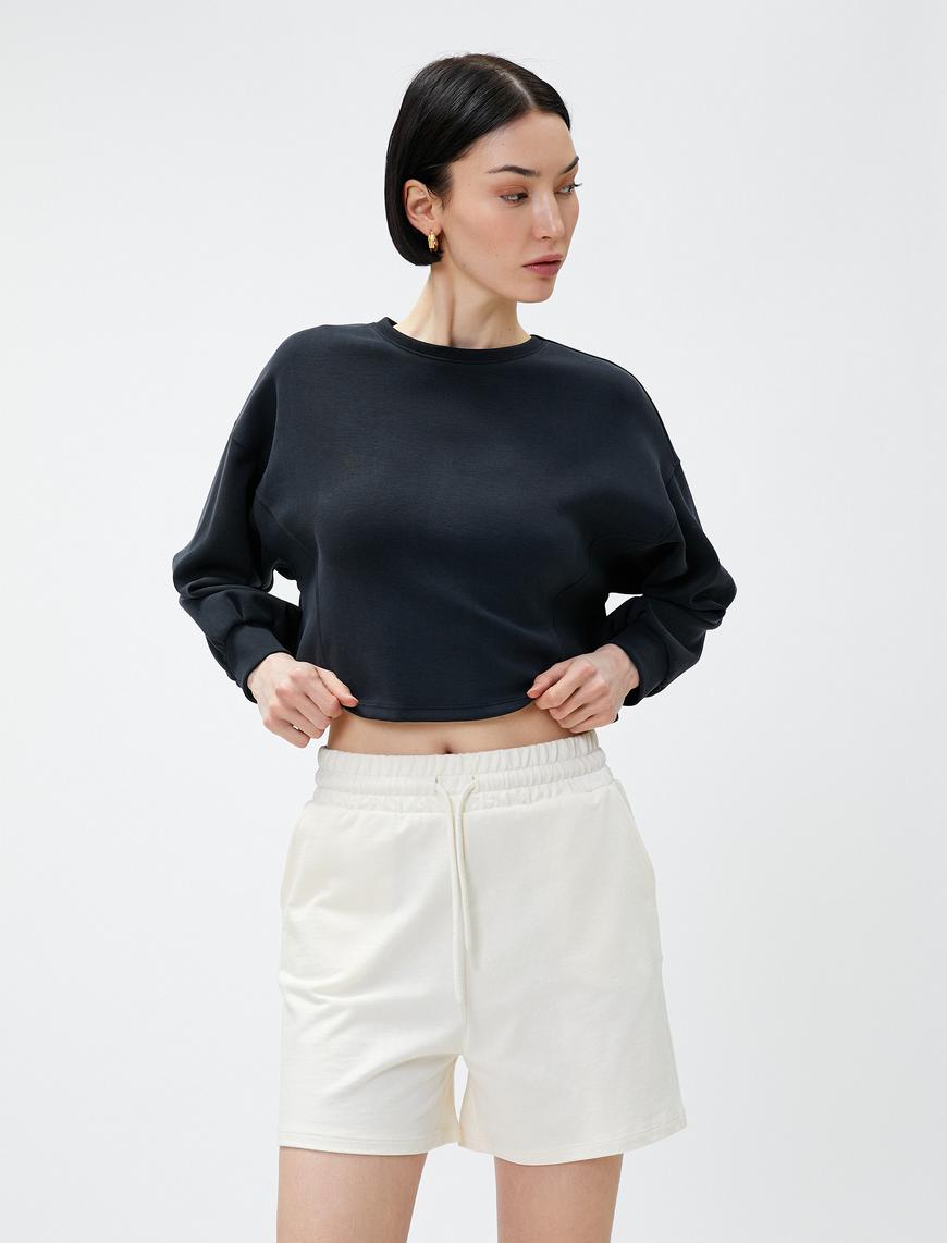   Crop Sweatshirt Modal Karışımlı