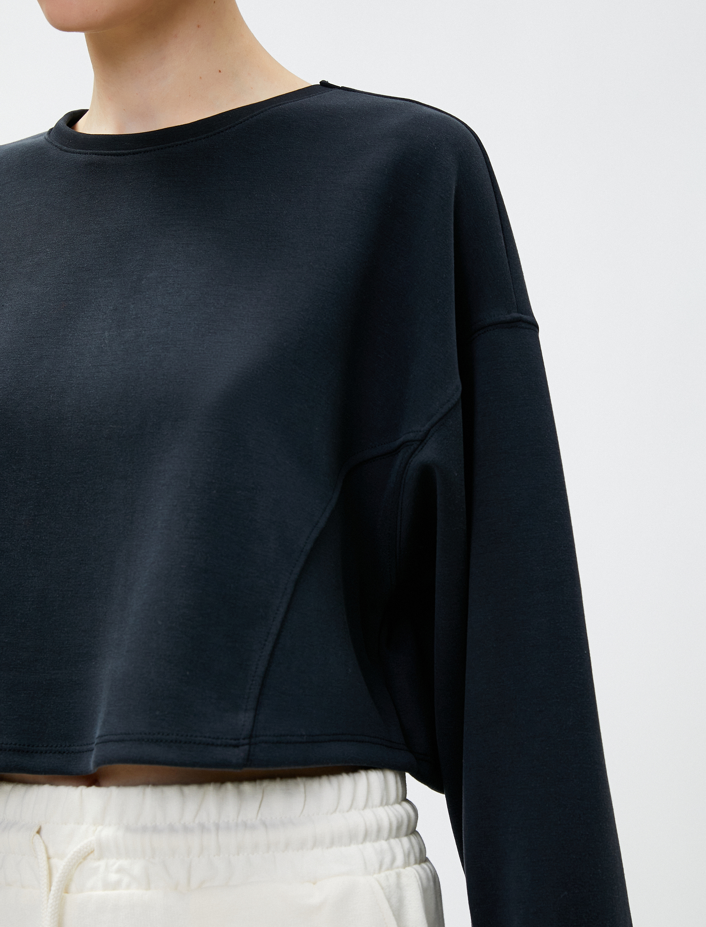   Crop Sweatshirt Modal Karışımlı