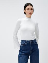 Boğazlı Yaka Ribanalı Kazak Slim Fit