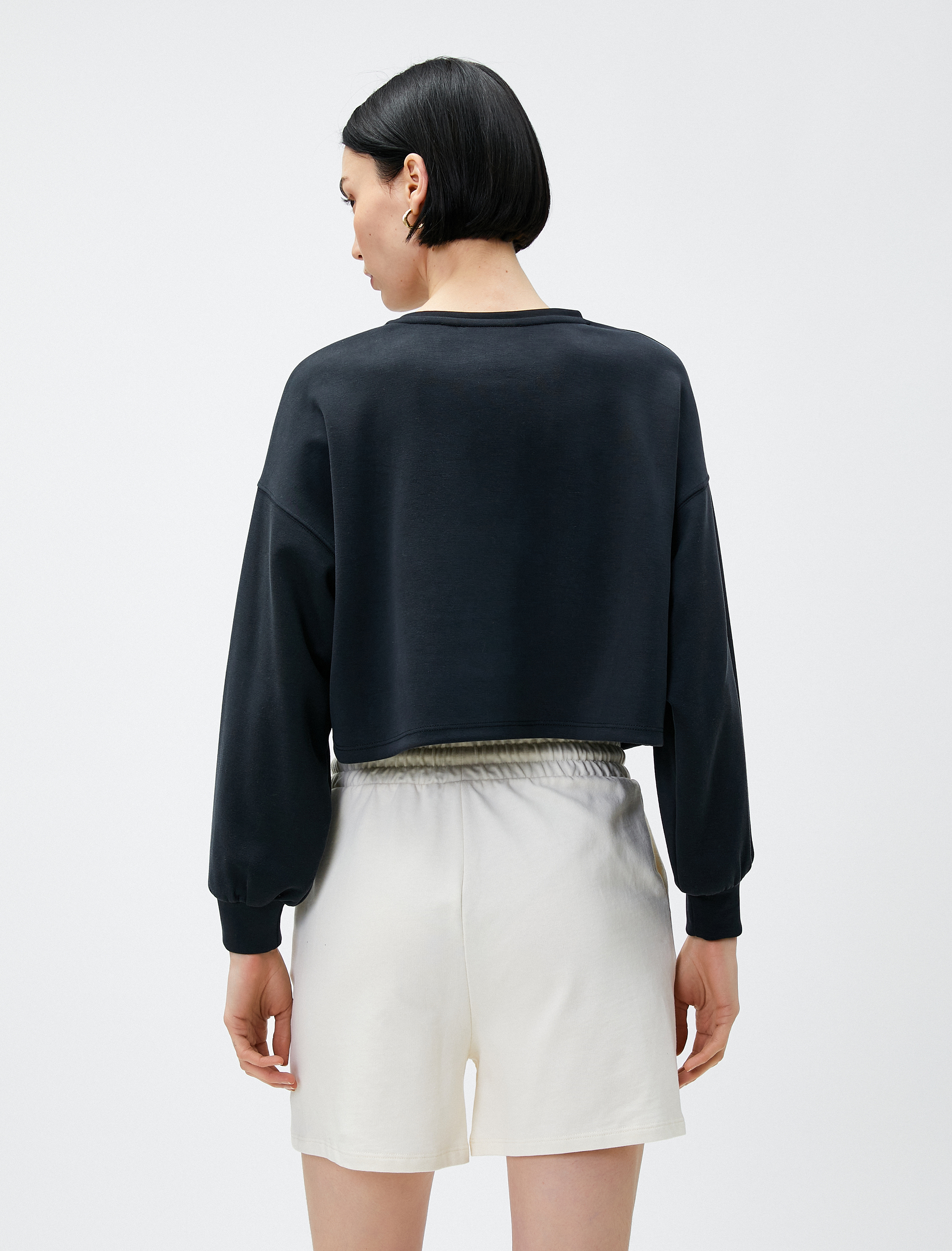   Crop Sweatshirt Modal Karışımlı