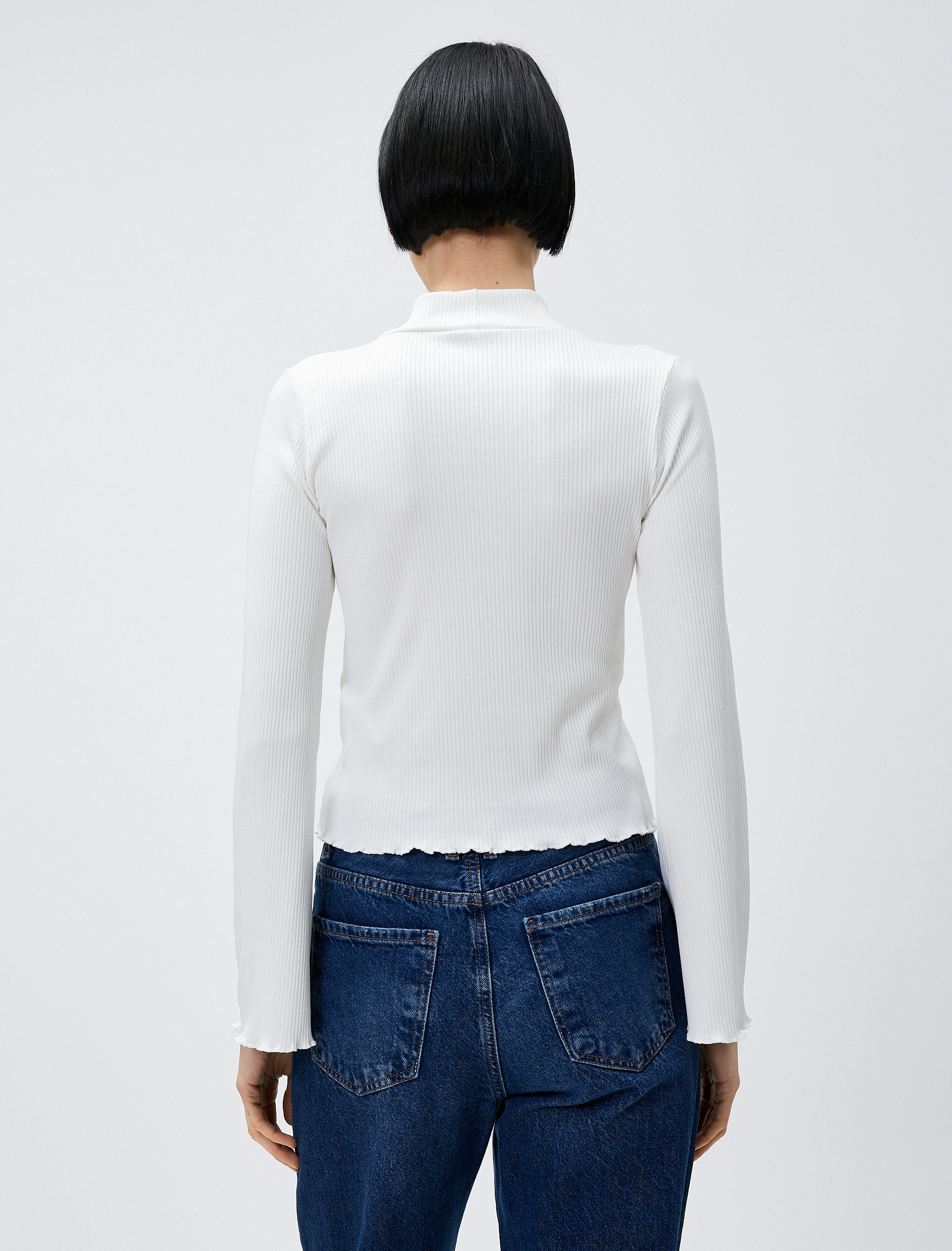   Boğazlı Yaka Ribanalı Kazak Slim Fit