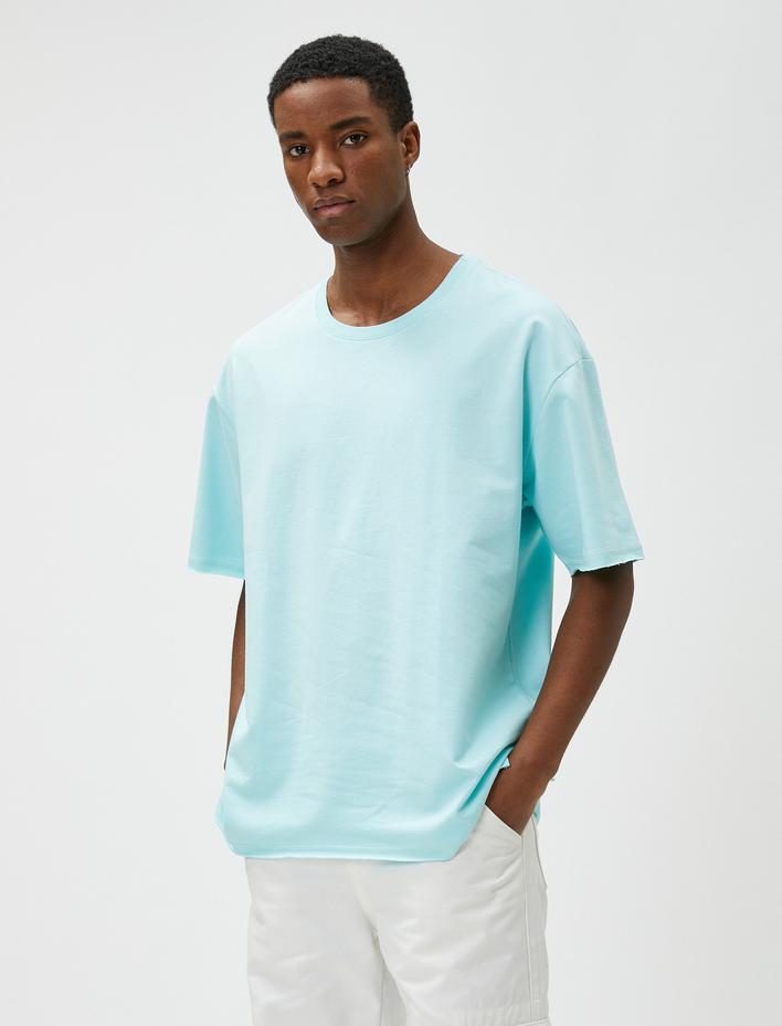  Basic Oversize Tişört Bisiklet Yaka Yarım Kollu