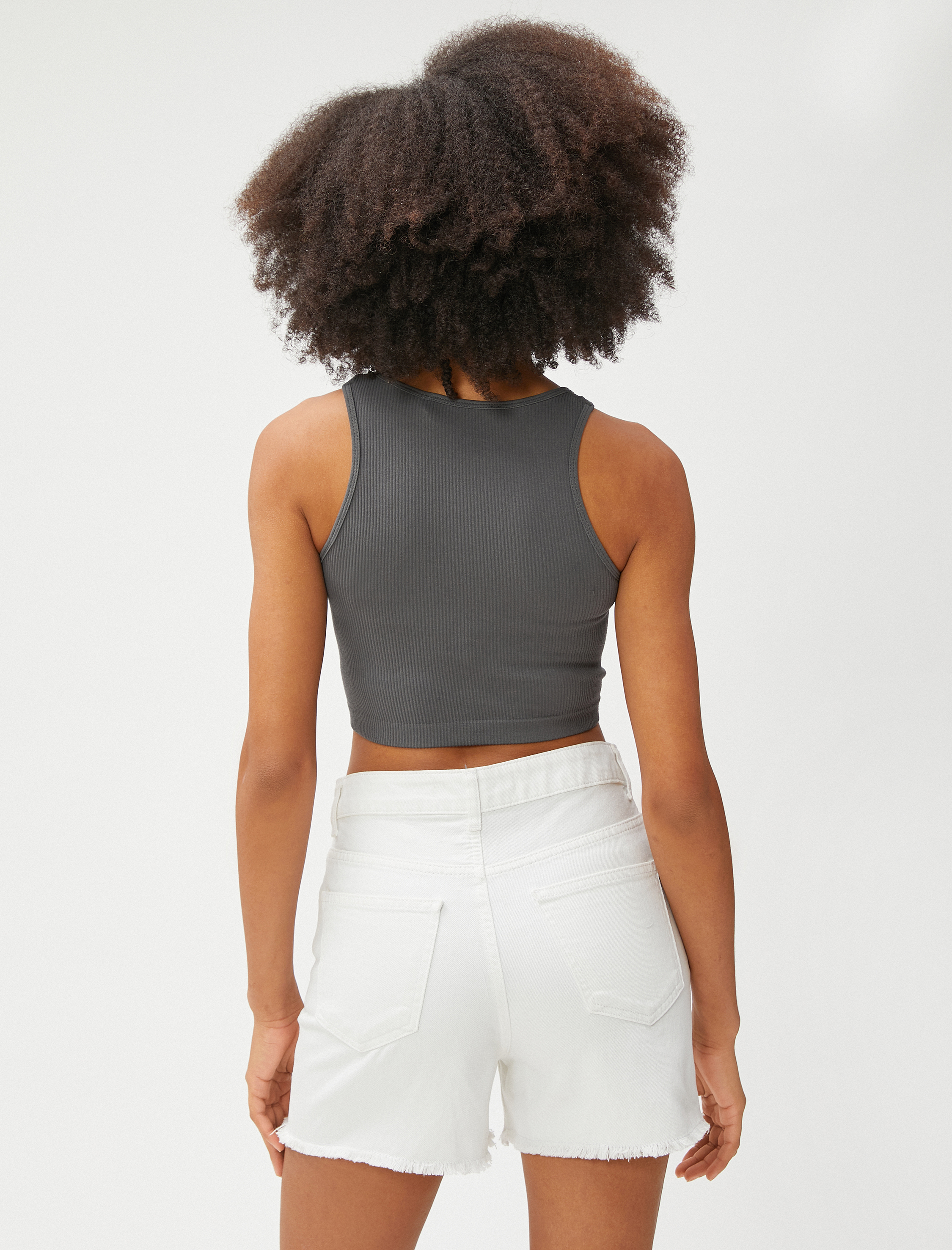   Crop Atlet Fitilli Halter Yaka Kolsuz