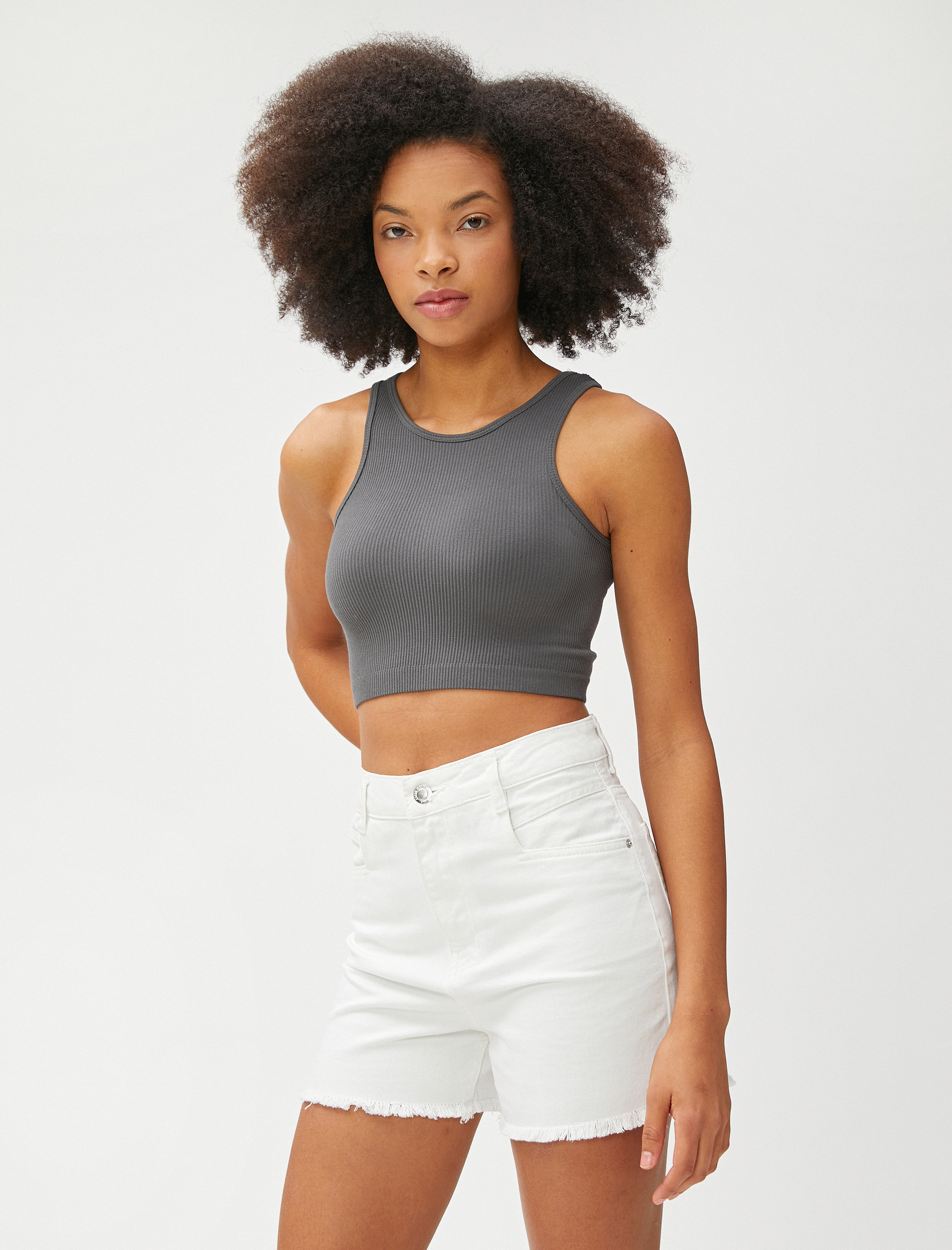   Crop Atlet Fitilli Halter Yaka Kolsuz