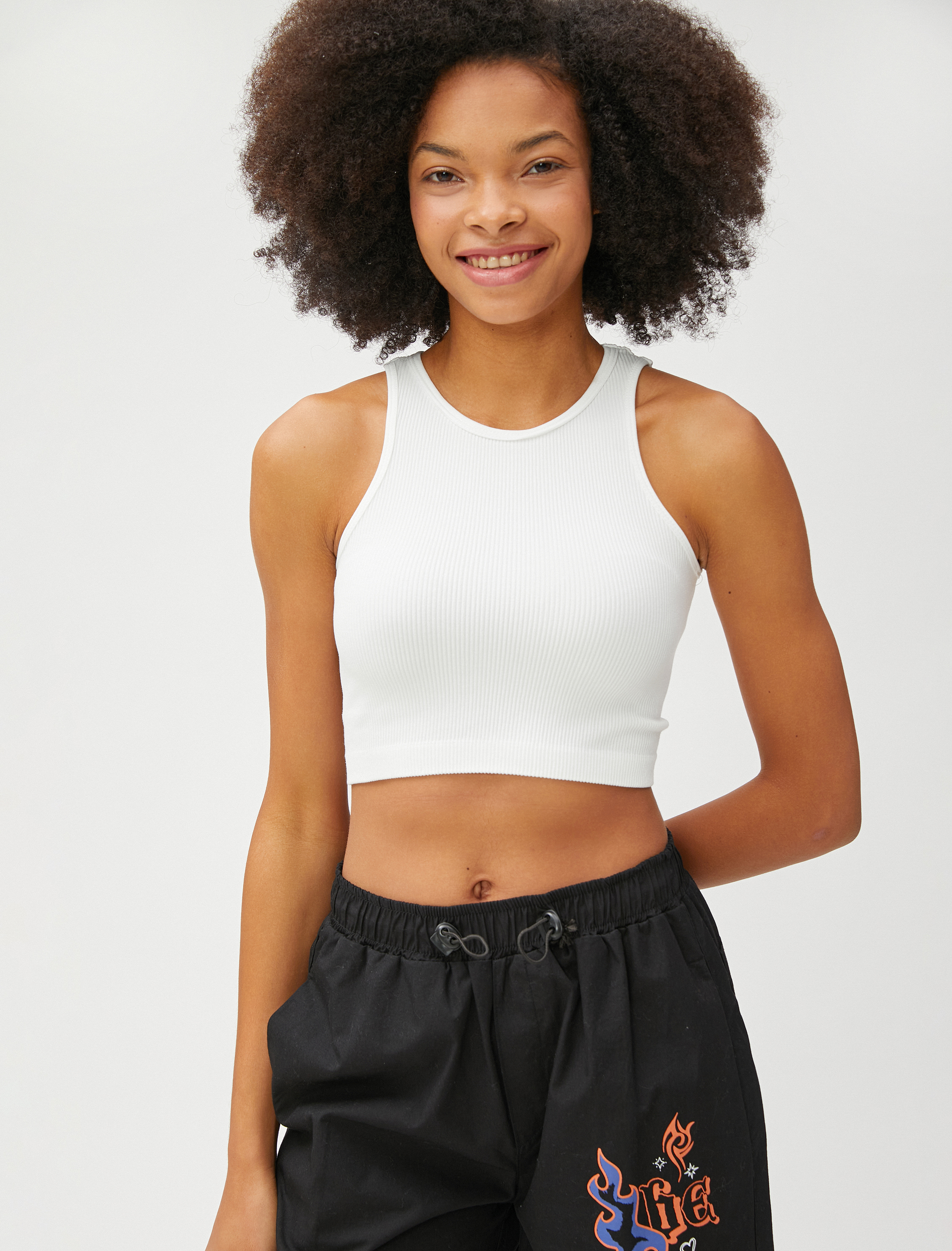   Crop Atlet Fitilli Halter Yaka Kolsuz