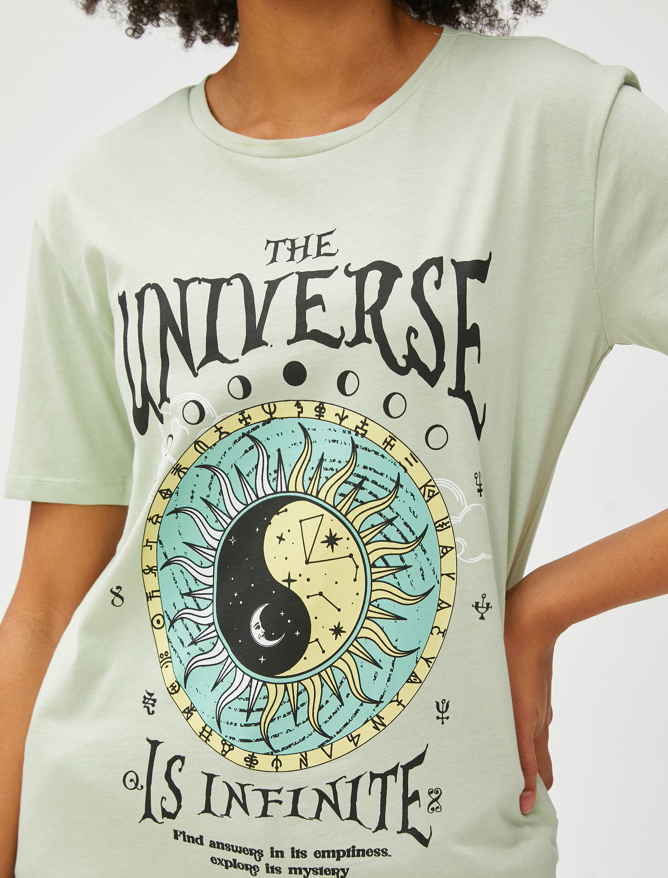   Baskılı Tişört Kısa Kollu Bisiklet Yaka Pamuklu