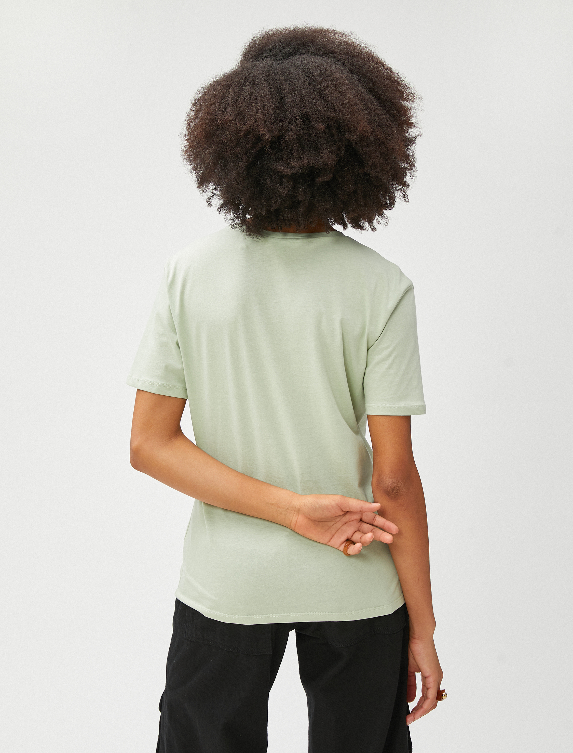   Baskılı Tişört Kısa Kollu Bisiklet Yaka Pamuklu