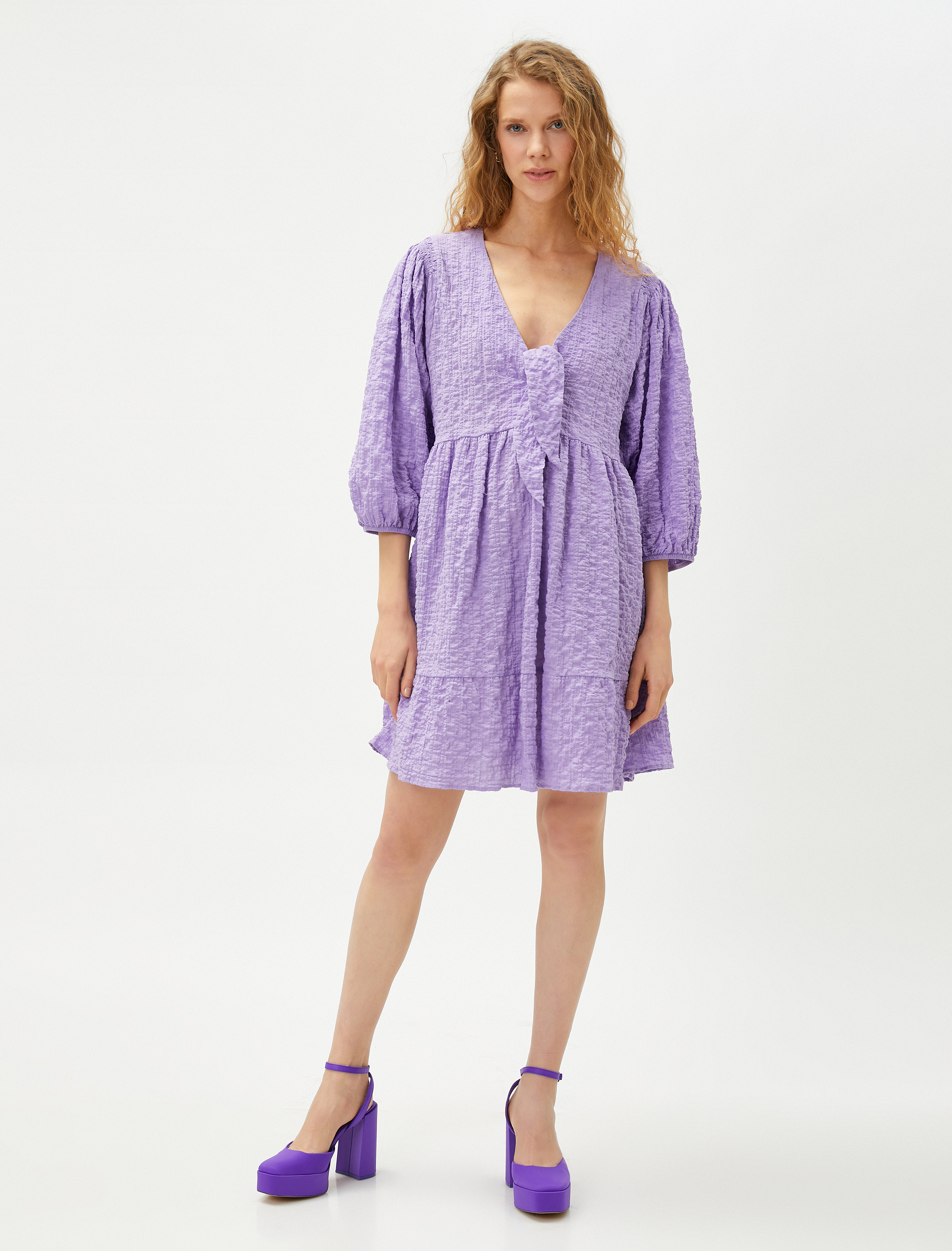   Gipeli Mini Elbise Fiyonk Detaylı