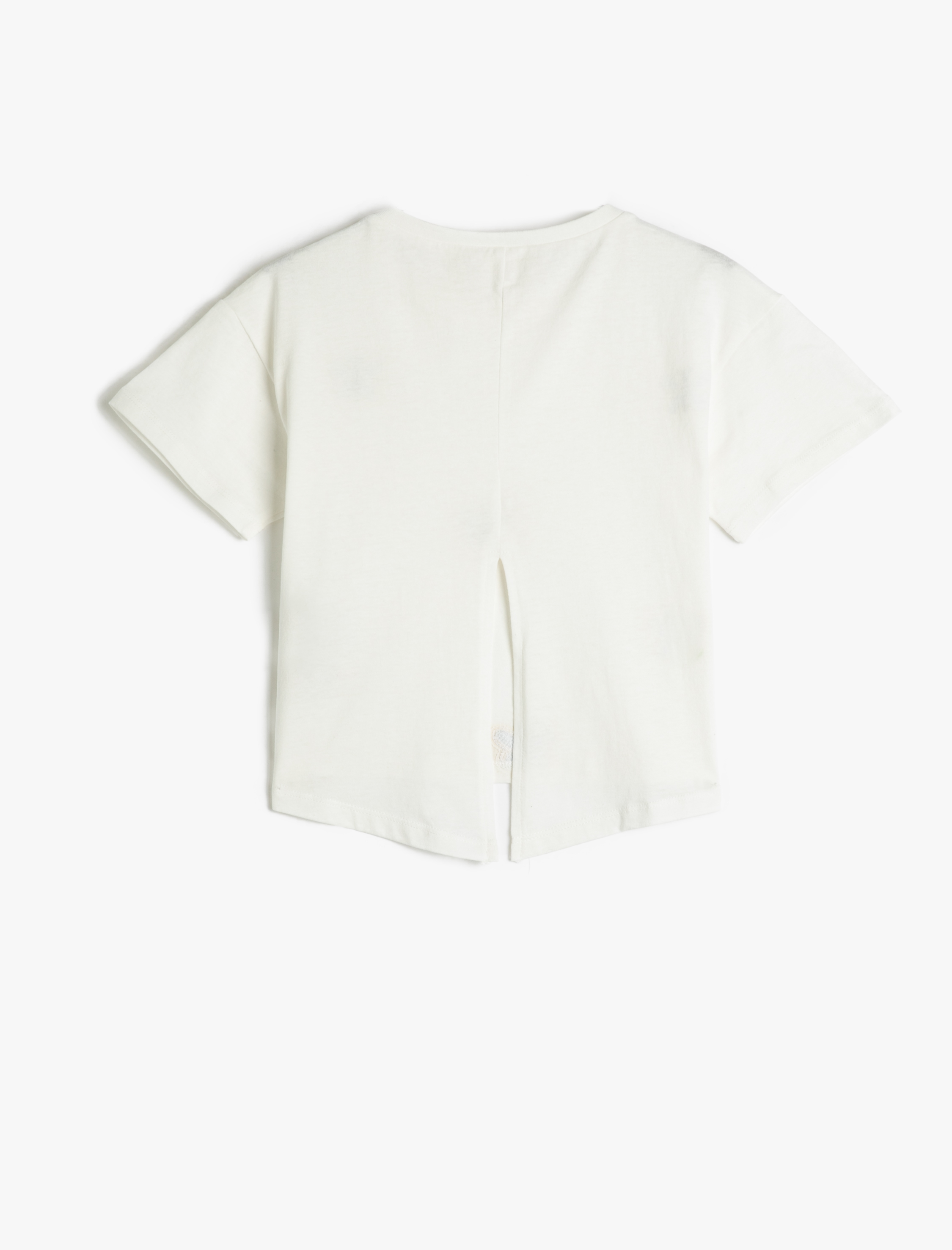  Kız Çocuk Tişört Kısa Kollu Bisiklet Yaka Kelebek Pul Payet İşlemeli Pamuklu