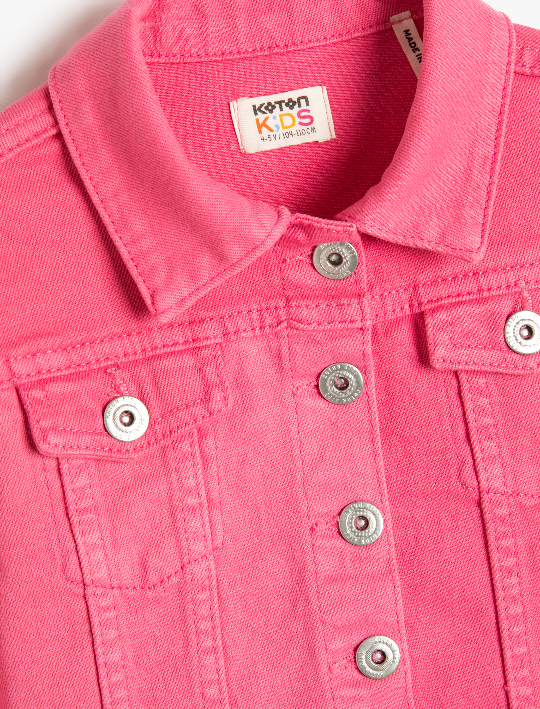  Kız Çocuk Basic Kot Ceket Uzun Kollu Kapaklı Cepli