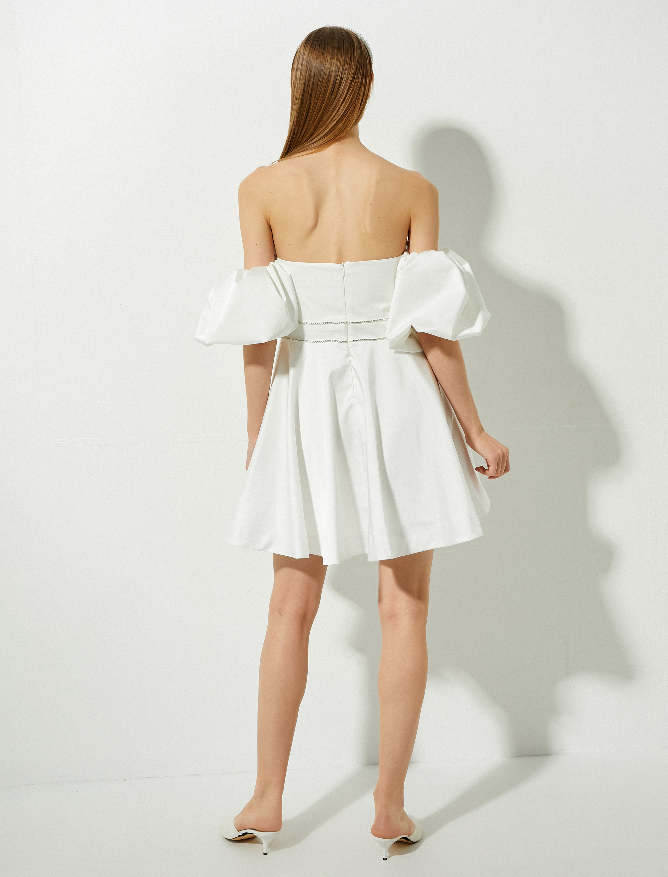 Koton Bridal Mini Abiye Elbise Omzu Açık Taş Detaylı. 4