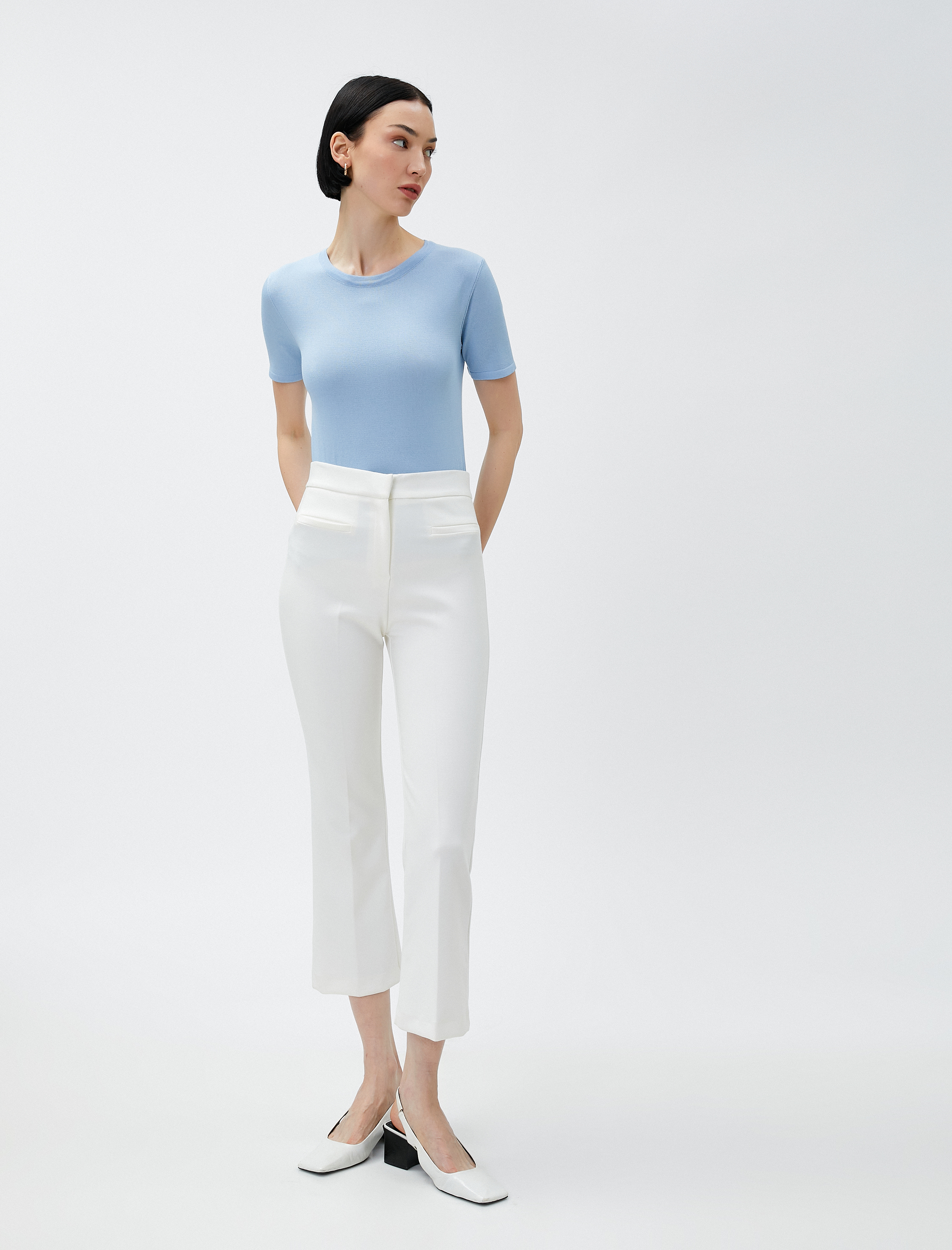   Kısa Kollu Triko Kazak Bisiklet Yaka