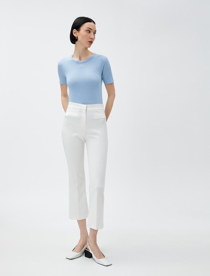  Kısa Kollu Triko Kazak Bisiklet Yaka