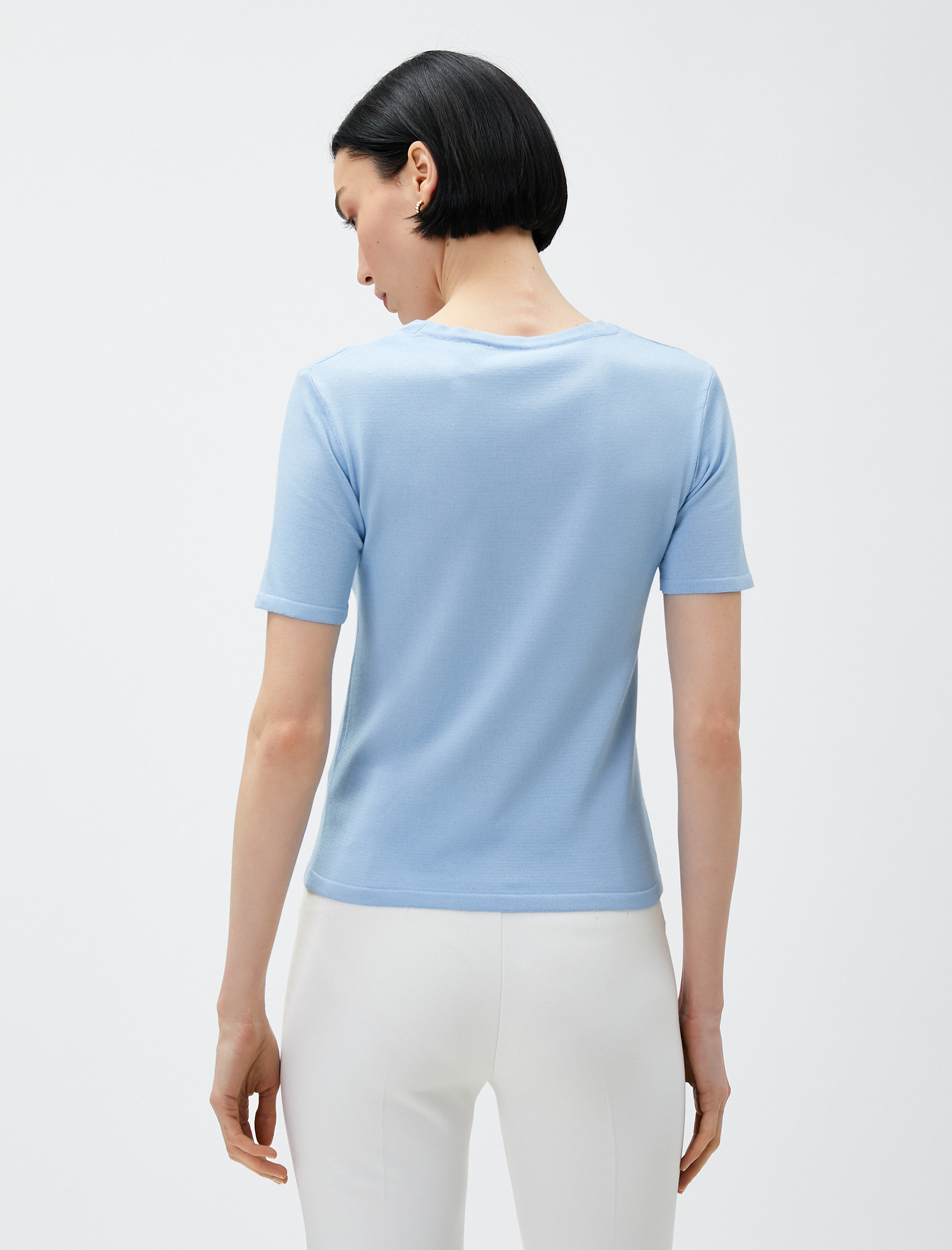   Kısa Kollu Triko Kazak Bisiklet Yaka