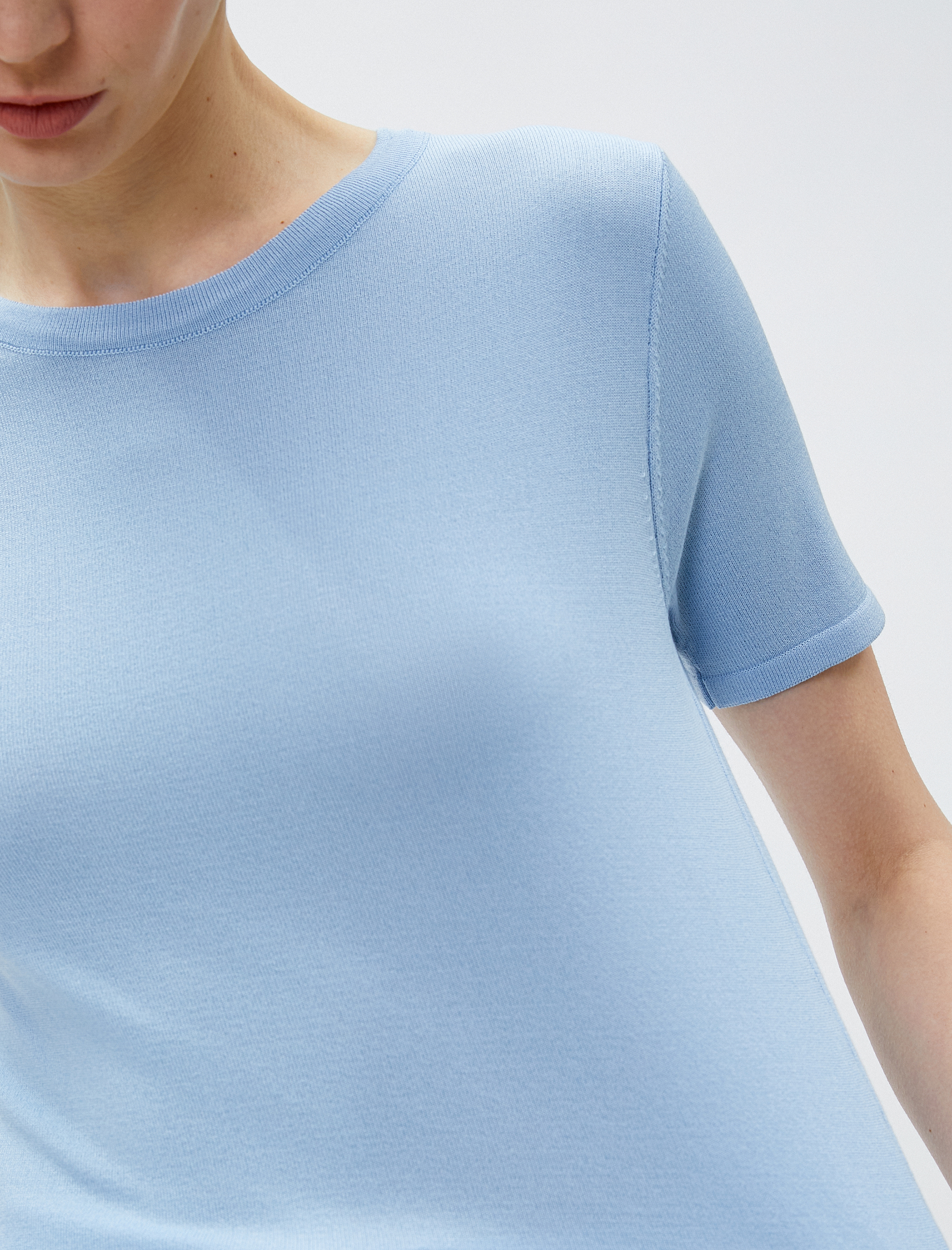   Kısa Kollu Triko Kazak Bisiklet Yaka