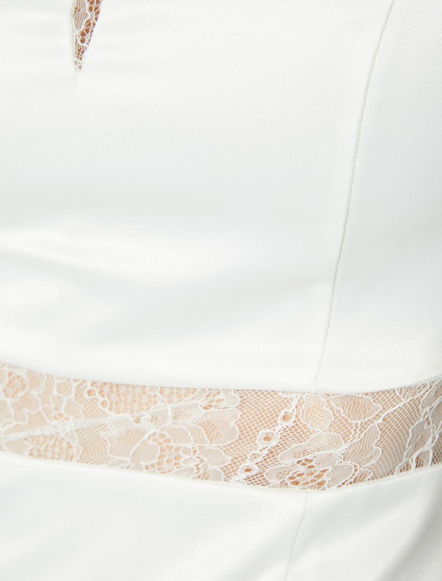   Dantel Detaylı Saten Mini Bridal Elbise