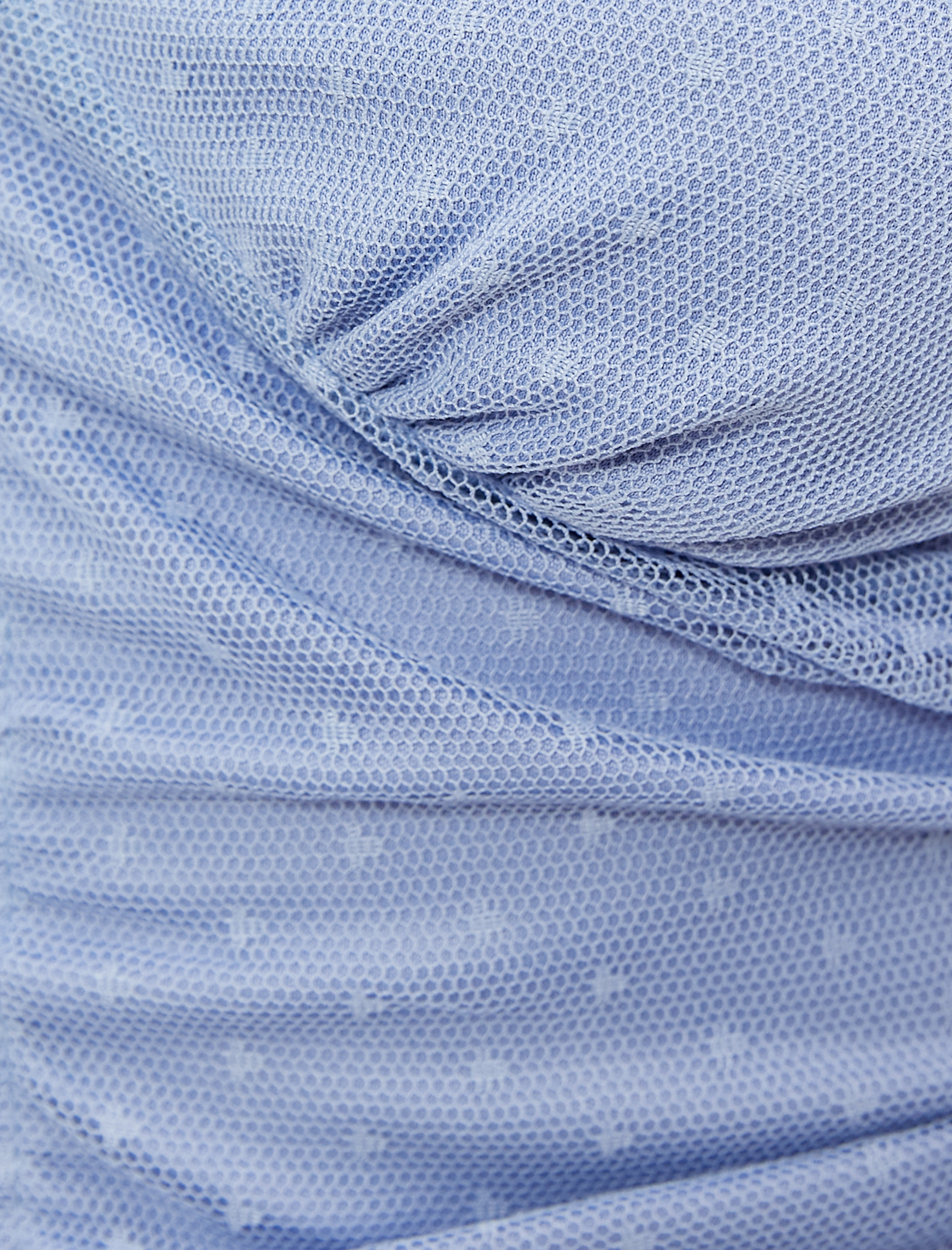   Uzun Kollu Bluz Tül V Yaka Kopça Detaylı