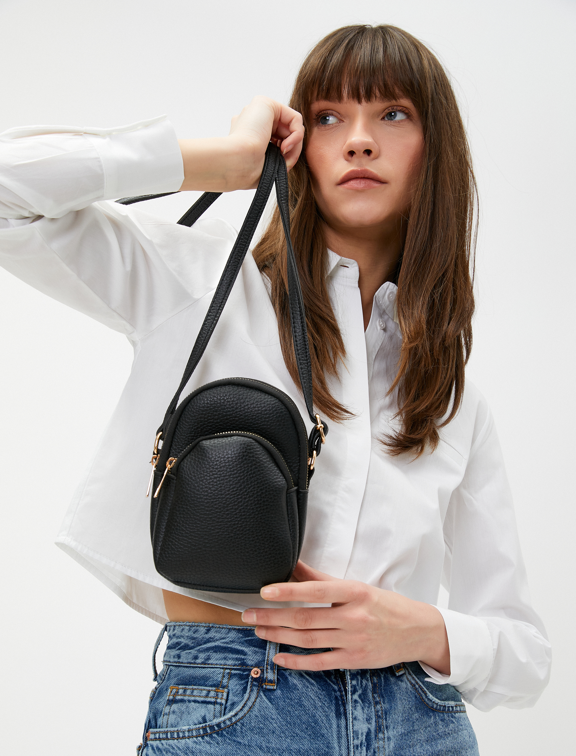  Kadın Mini Omuz Çantası Fermuarlı