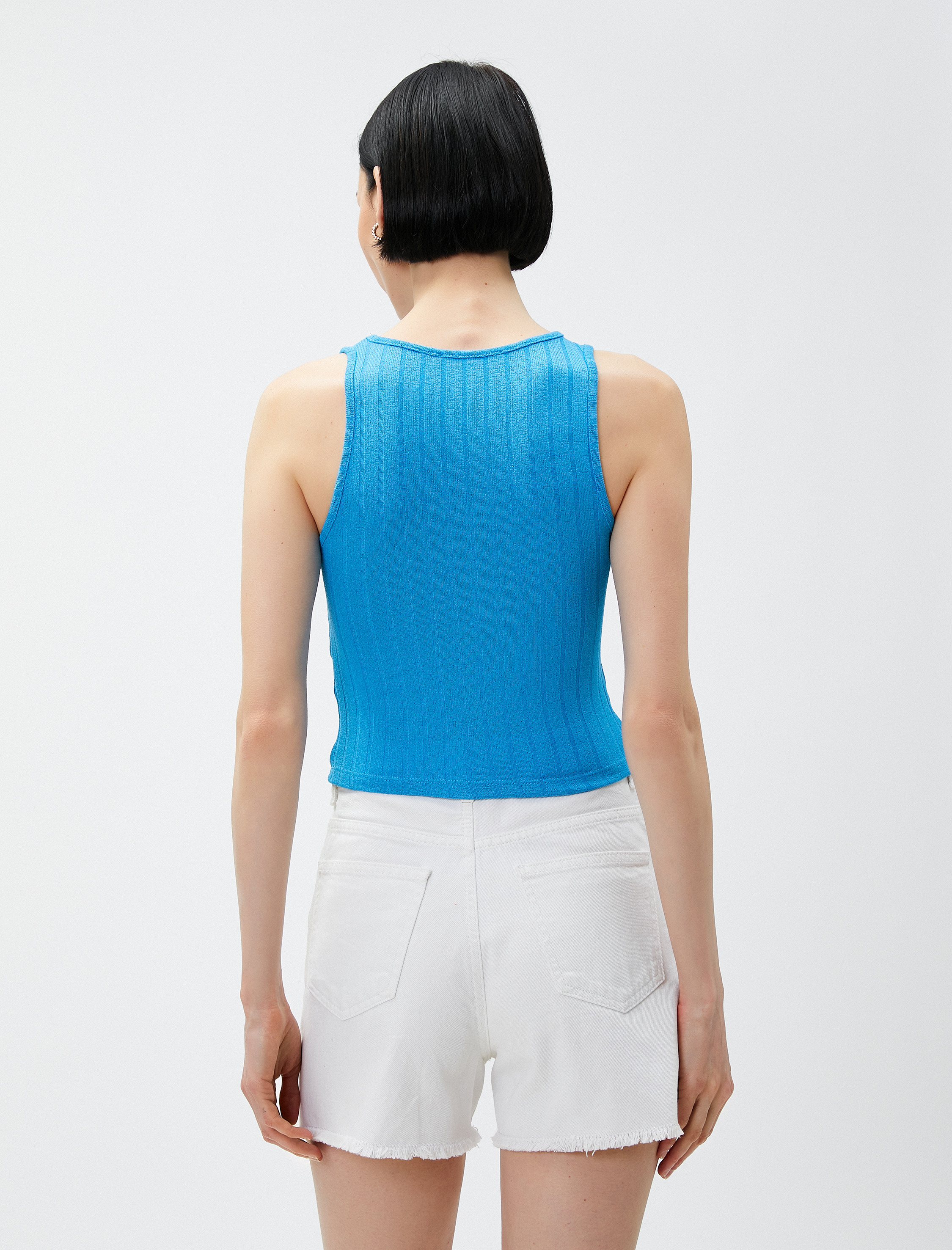 Crop Atlet Bisiklet Yaka Kolsuz