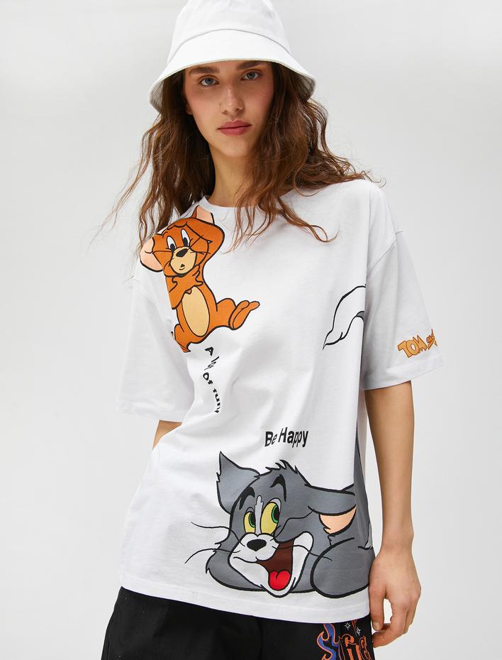  Tom ve Jerry Tişört Oversize Bisiklet Yaka Lisanslı