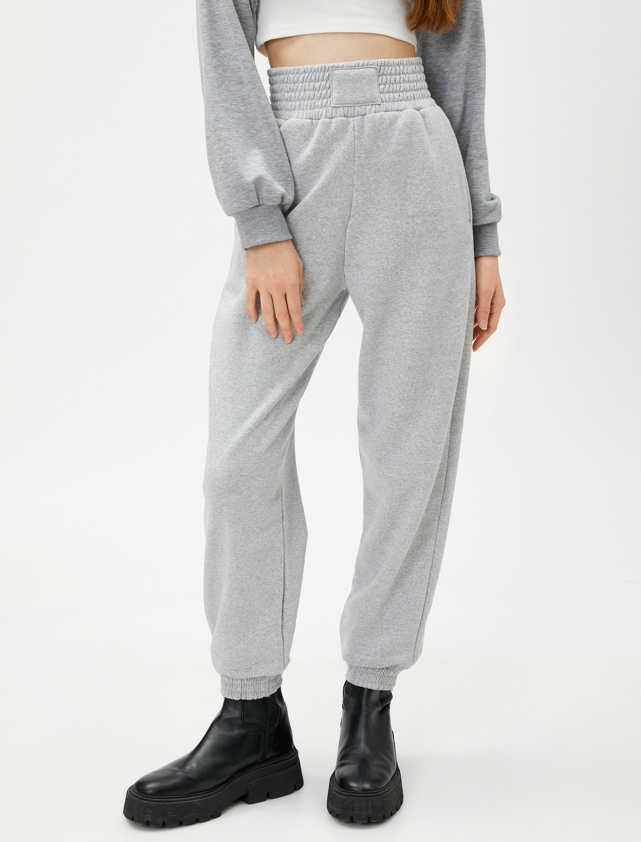 Jogger Eşofman Altı Beli Lastikli Cepli İçi Polarlı