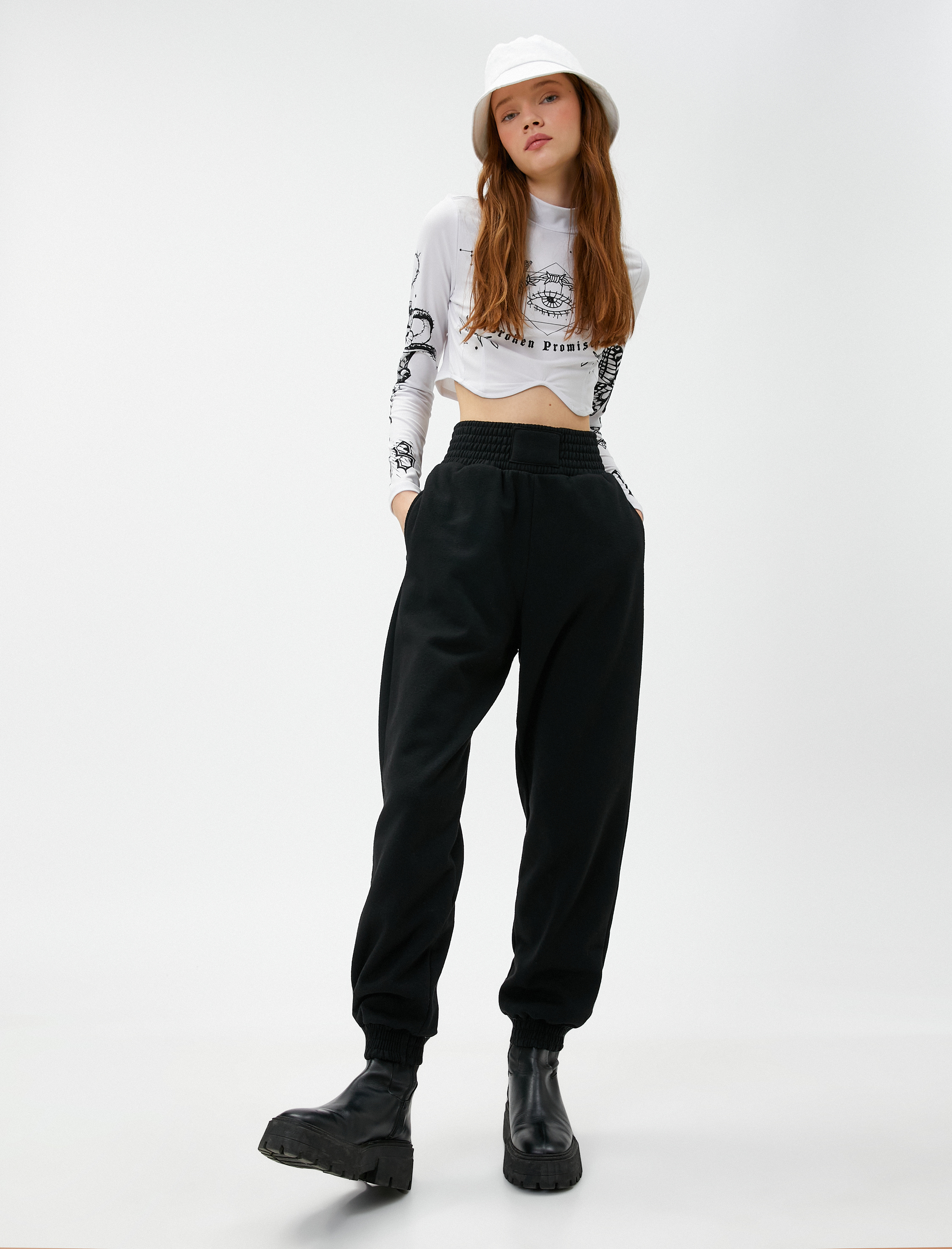   Jogger Eşofman Altı Beli Lastikli Cepli İçi Polarlı