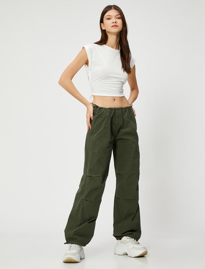  Crop Atlet Yanları Büzgü Detaylı Bisiklet Yaka