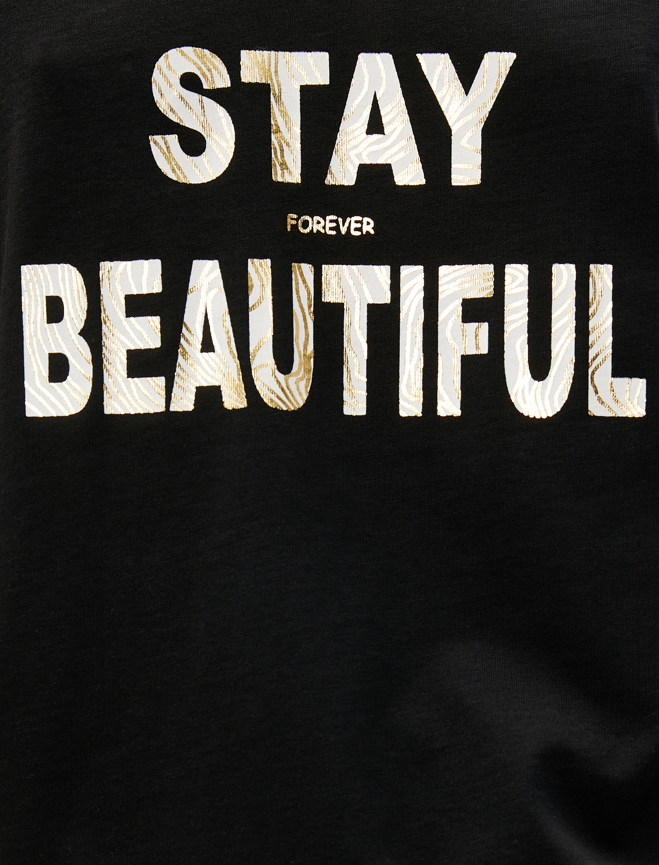   Yazı Baskılı Tişört V Yaka Pamuklu