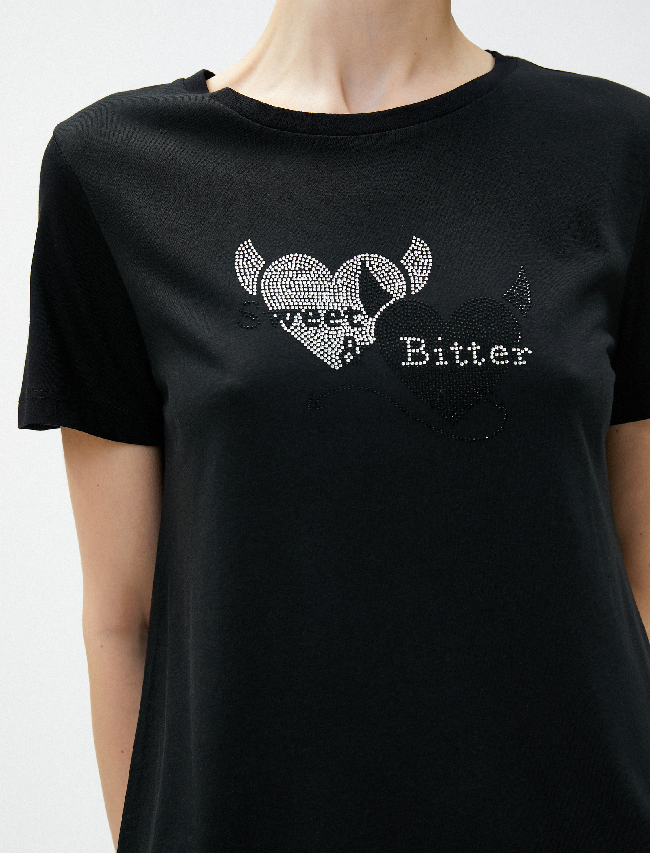   Taş Baskılı Tişört Modal Karışımlı