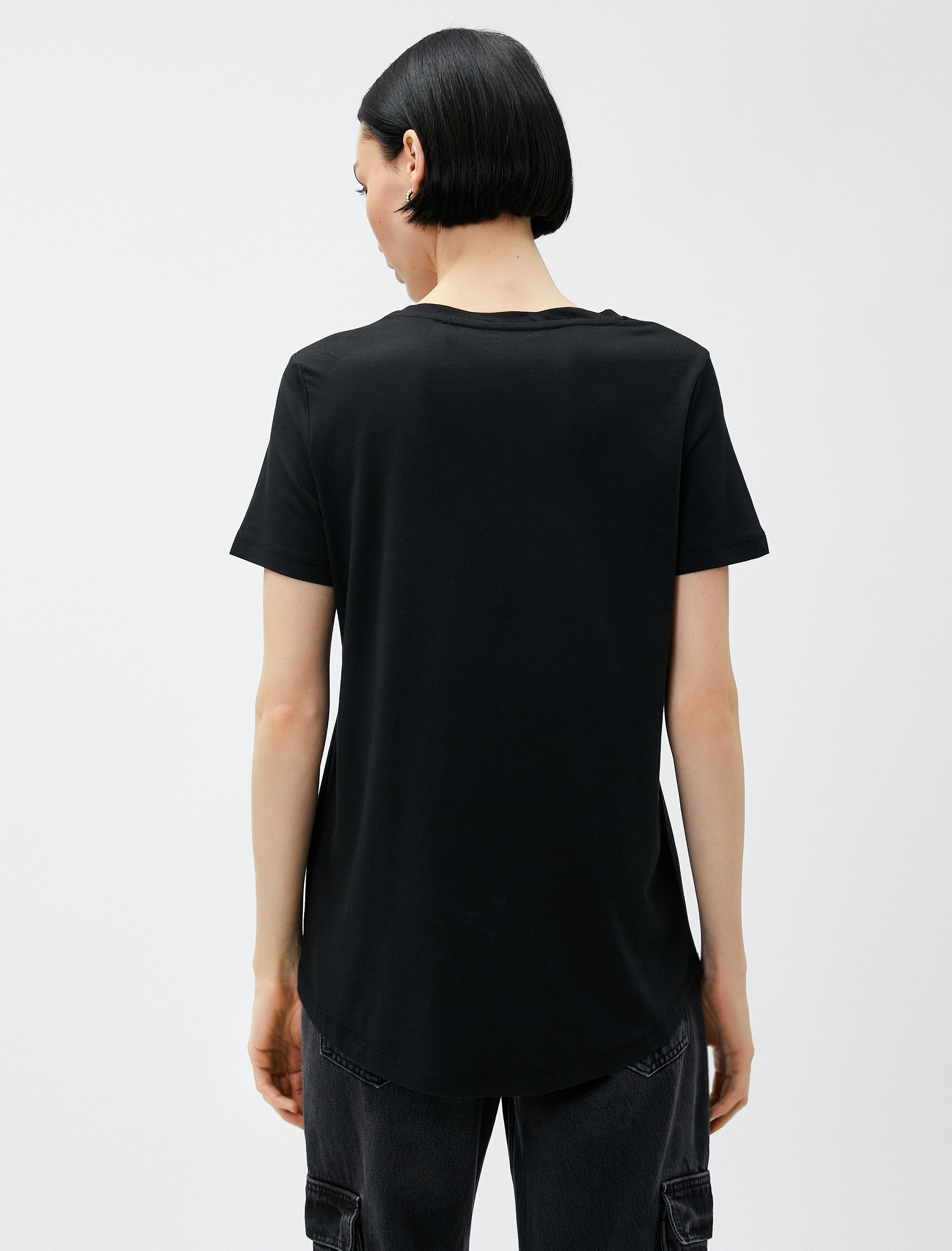   Taş Baskılı Tişört Modal Karışımlı