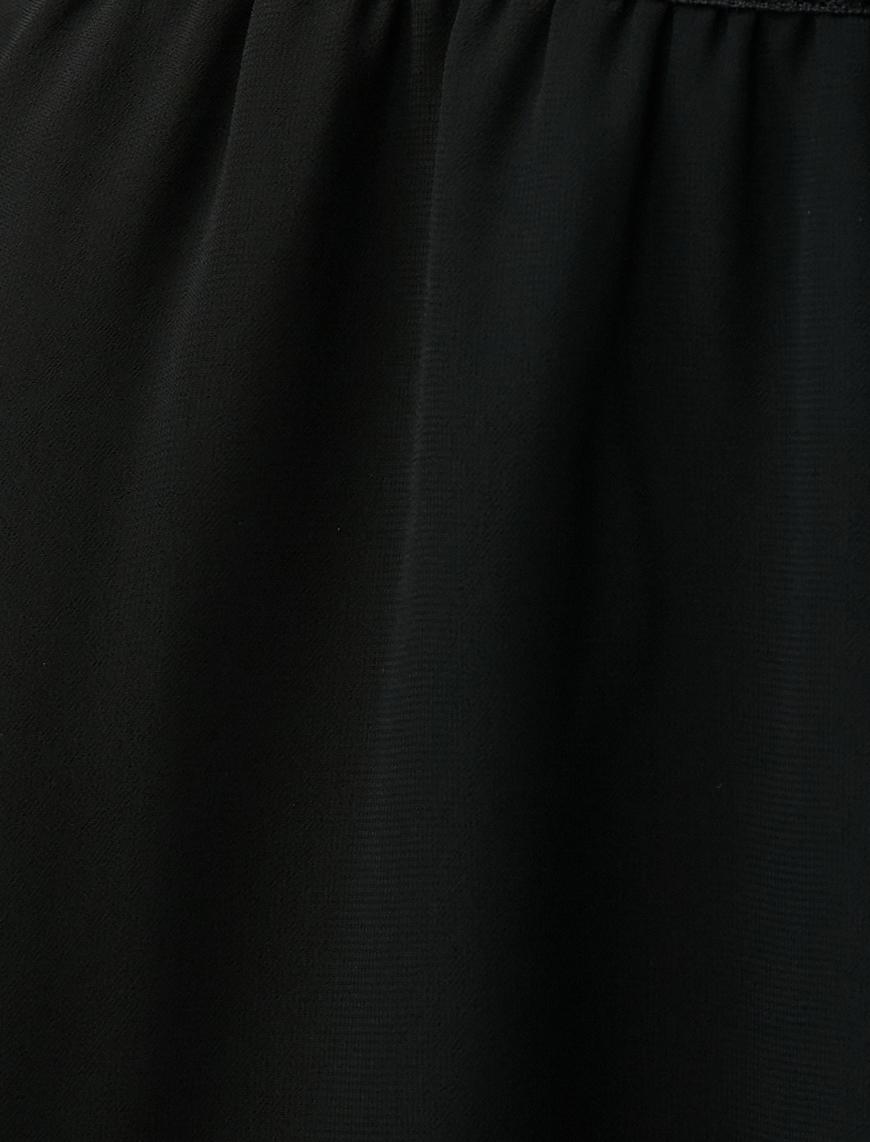   Bel Detaylı Şifon Mini Abiye Elbise V Yaka