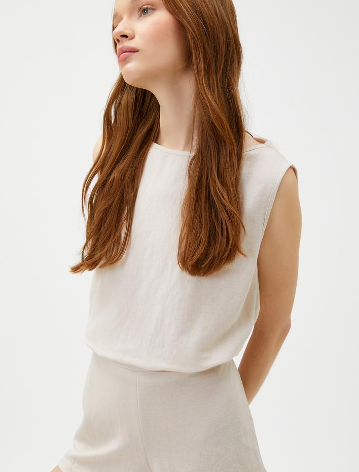  Pijama Üstü Atlet Bisiklet Yaka Viskoz Karışımlı