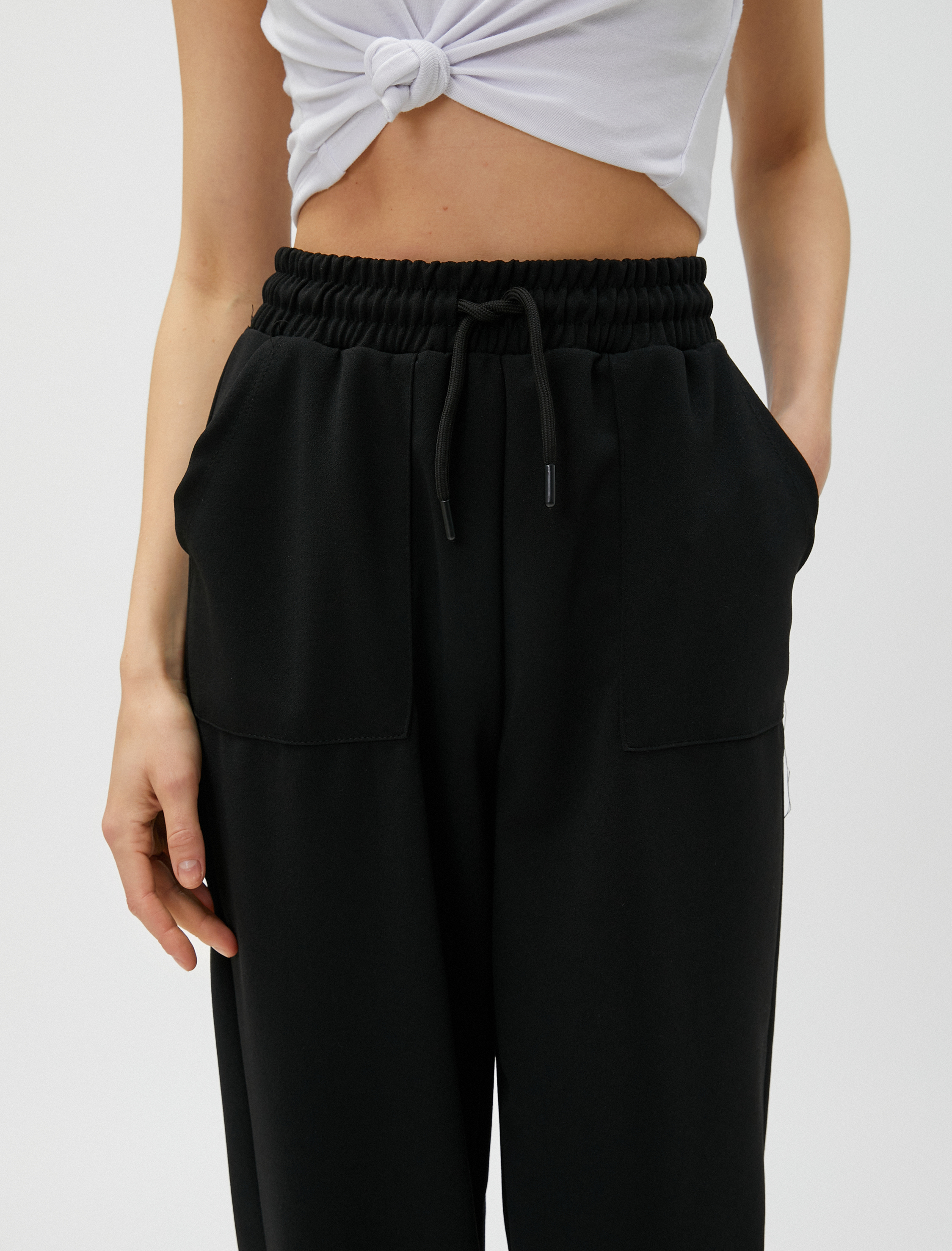   Beli Bağlamalı Jogger Eşofman Altı Cepli